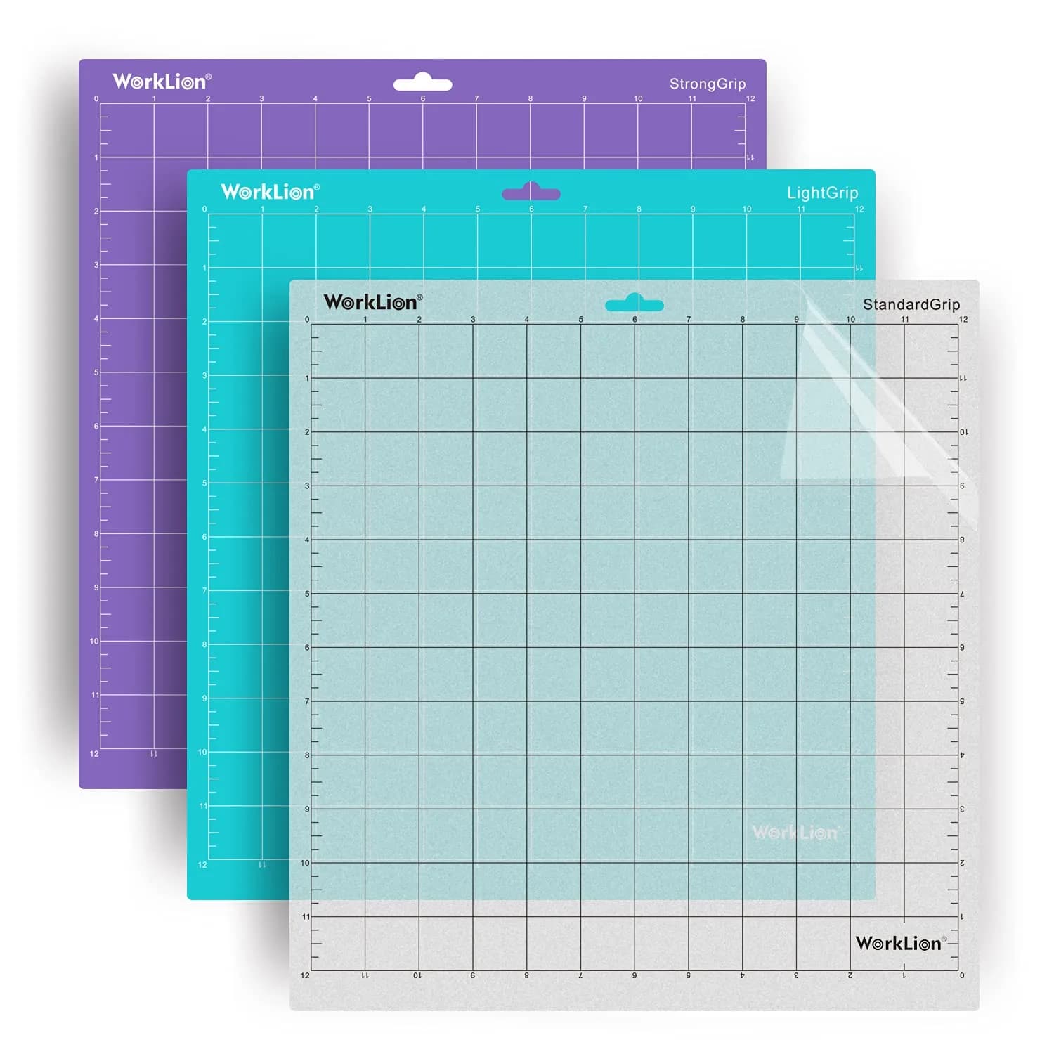 WORKLION 12x12 Inch Cutting Mat Variety Pack (3 Mats) | Standard, Light & Strong Grip for Silhouette Cameo - main product image