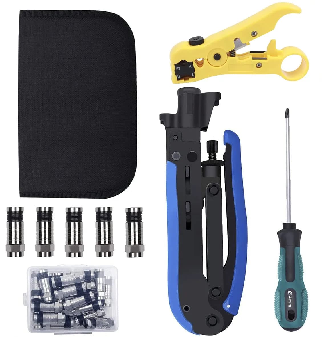 Delgada Coax Cable Crimper Kit, Compression Tool for RG6 RG59 RG11 | Precise & Durable (70-120 chars)