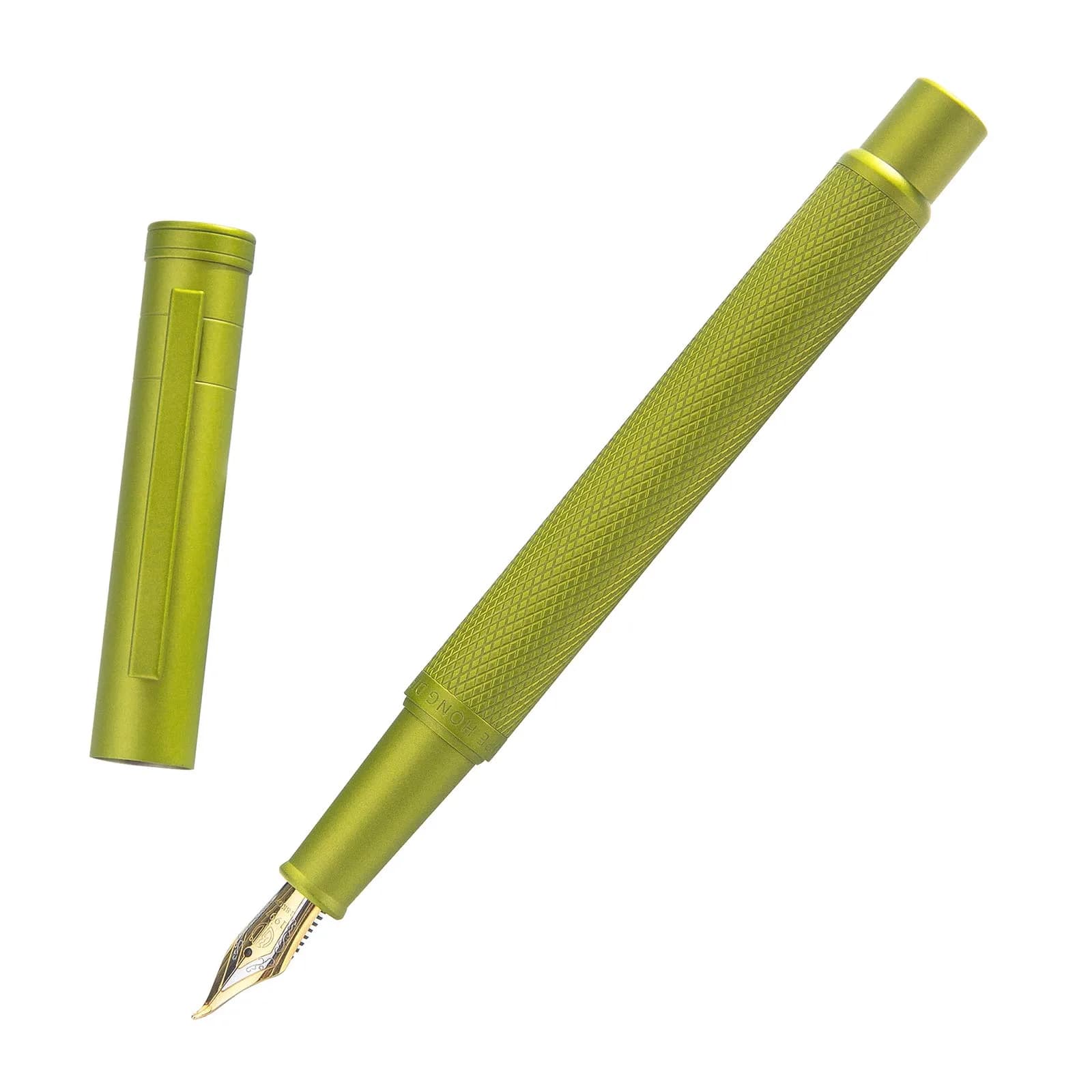 Asvine Mustard Yellow Forest Fountain Pen Bent Nib, Classic Design with Converter and Metal Pen Case | Smooth Ink Flow - main product image
