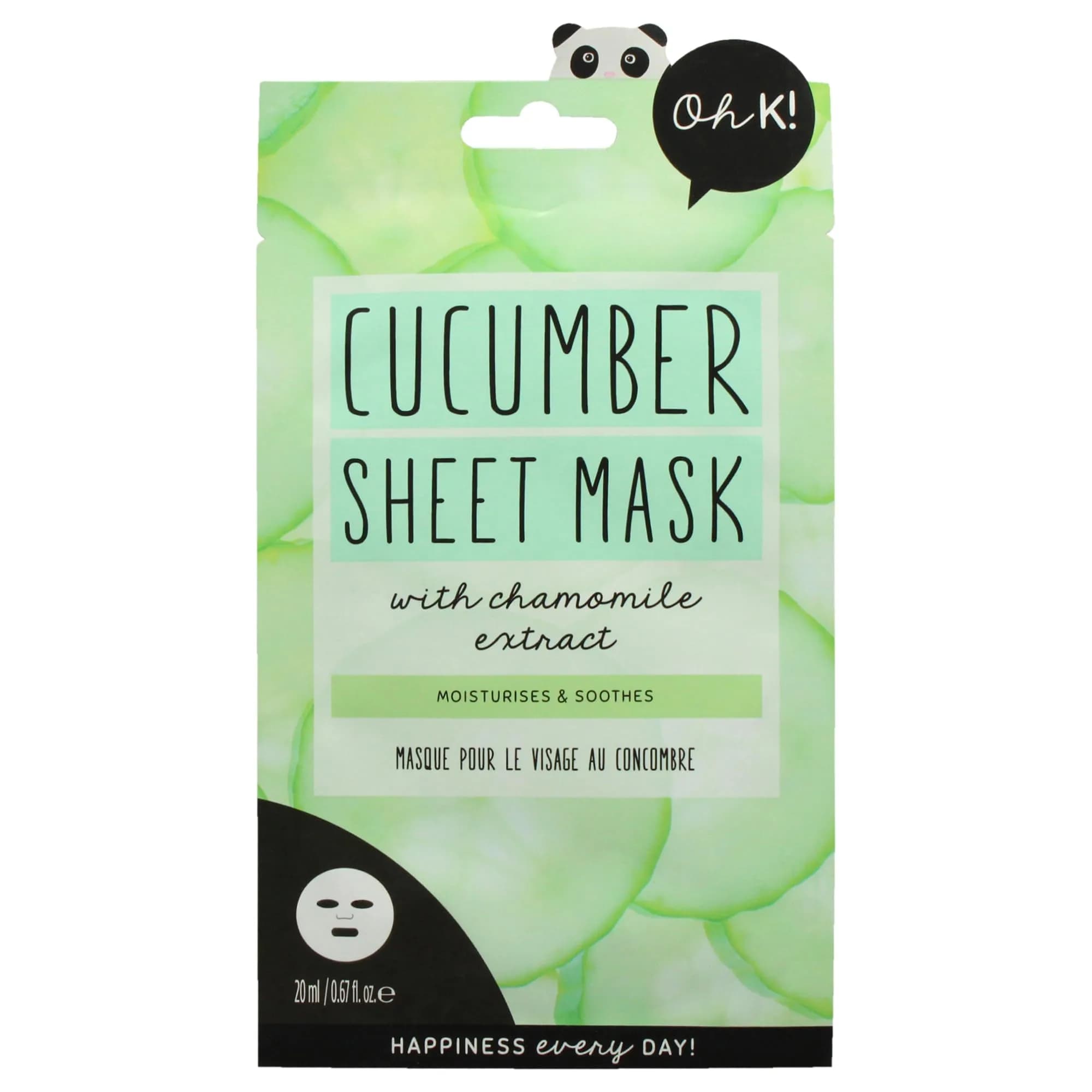 Oh K! Cucumber Sheet Mask | 4g (0.14 oz) | Hydrating & Soothing Face Mask