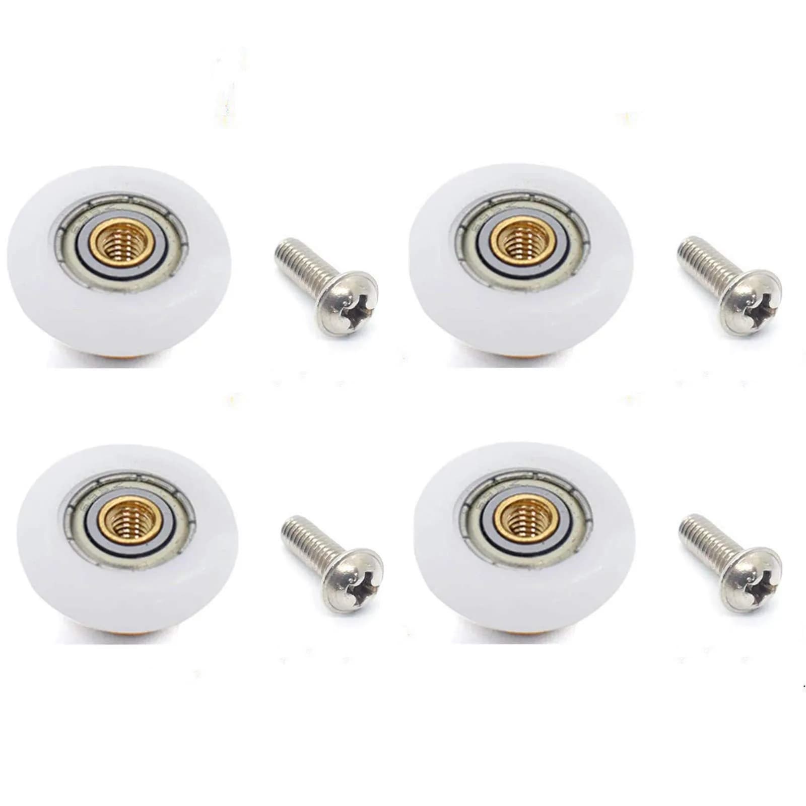 XUKEKOY Shower Door Rollers 19mm x 5mm | Set of 4 Replacement Wheels with Screws - main product image