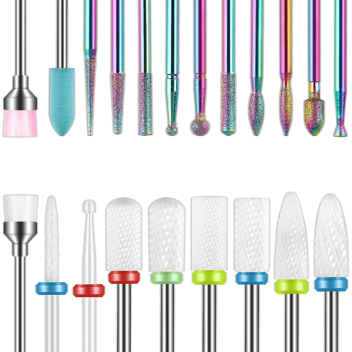 Depvko 21pcs Nail Drill Bits Set - 3/32 Inch Ceramic & Diamond Bits | For Manicure & Pedicure - main product image