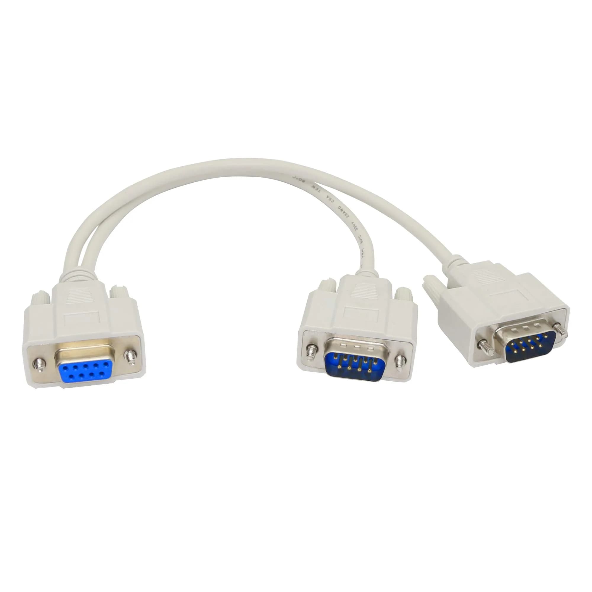 PNGKNYOCN 30cm DB9 Y Splitter Cable DB9 9 Pin 1 Female to 2 Male RS232 Serial Adapter - main product image