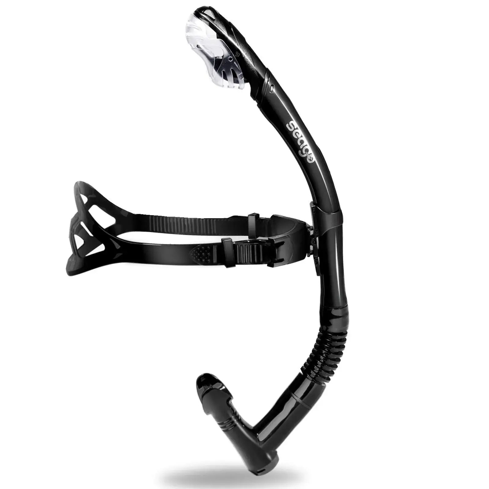 Seago Dry Top Swim Training Snorkel - Black | Front Mount for Lap Swimming & Open Water - main product image