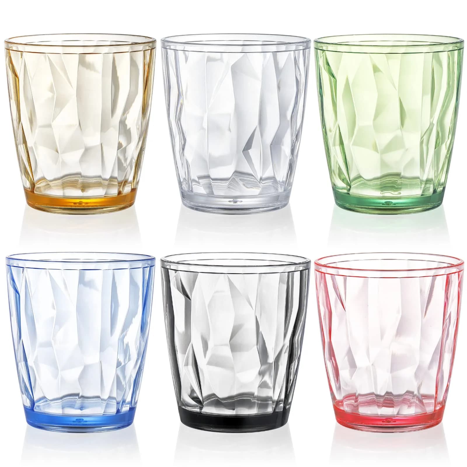 Hedume Set of 6 Premium Plastic Drinking Glasses 10.5 Oz | Stackable, BPA Free, Assorted Colors - main product image