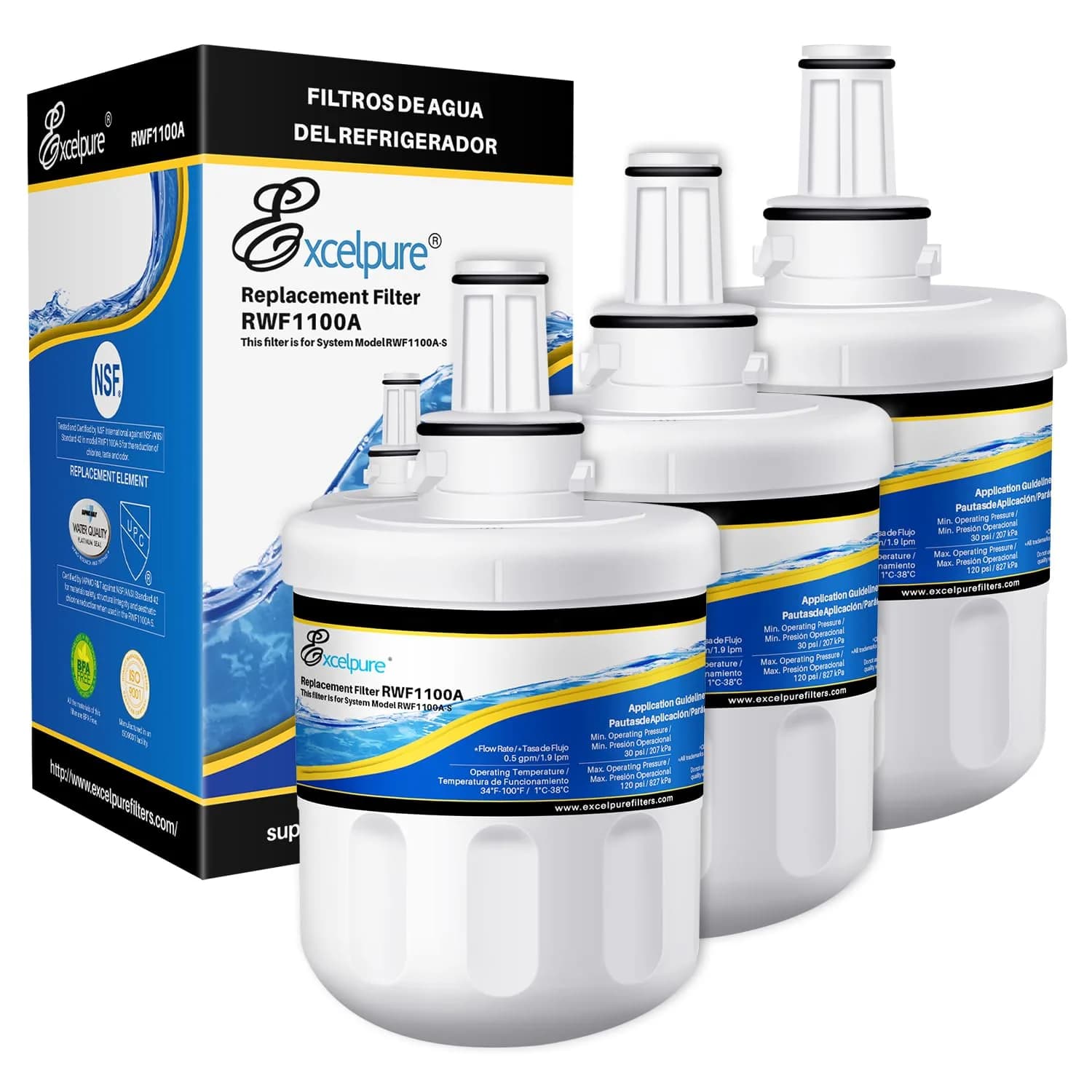 EXCELPURE DA29-00003G Refrigerator Water Filter 3 Pack | NSF Certified, 99.99% Sediment & Turbidity Removal, Compatible with Samsung