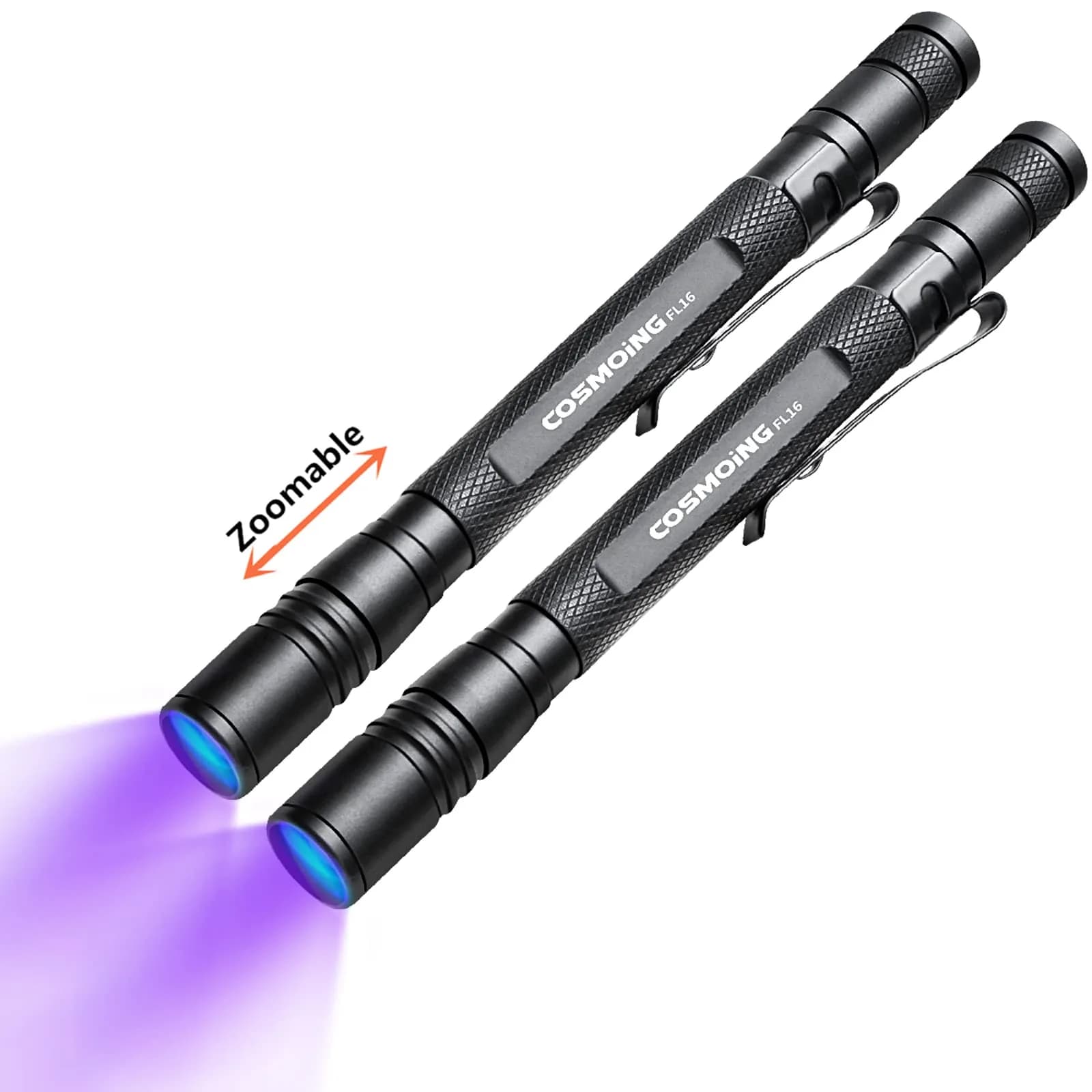 COSMOING 395nm UV Blacklight Flashlight 2-Pack | Detects Invisible Pet Stains & Counterfeit Ink - main product image