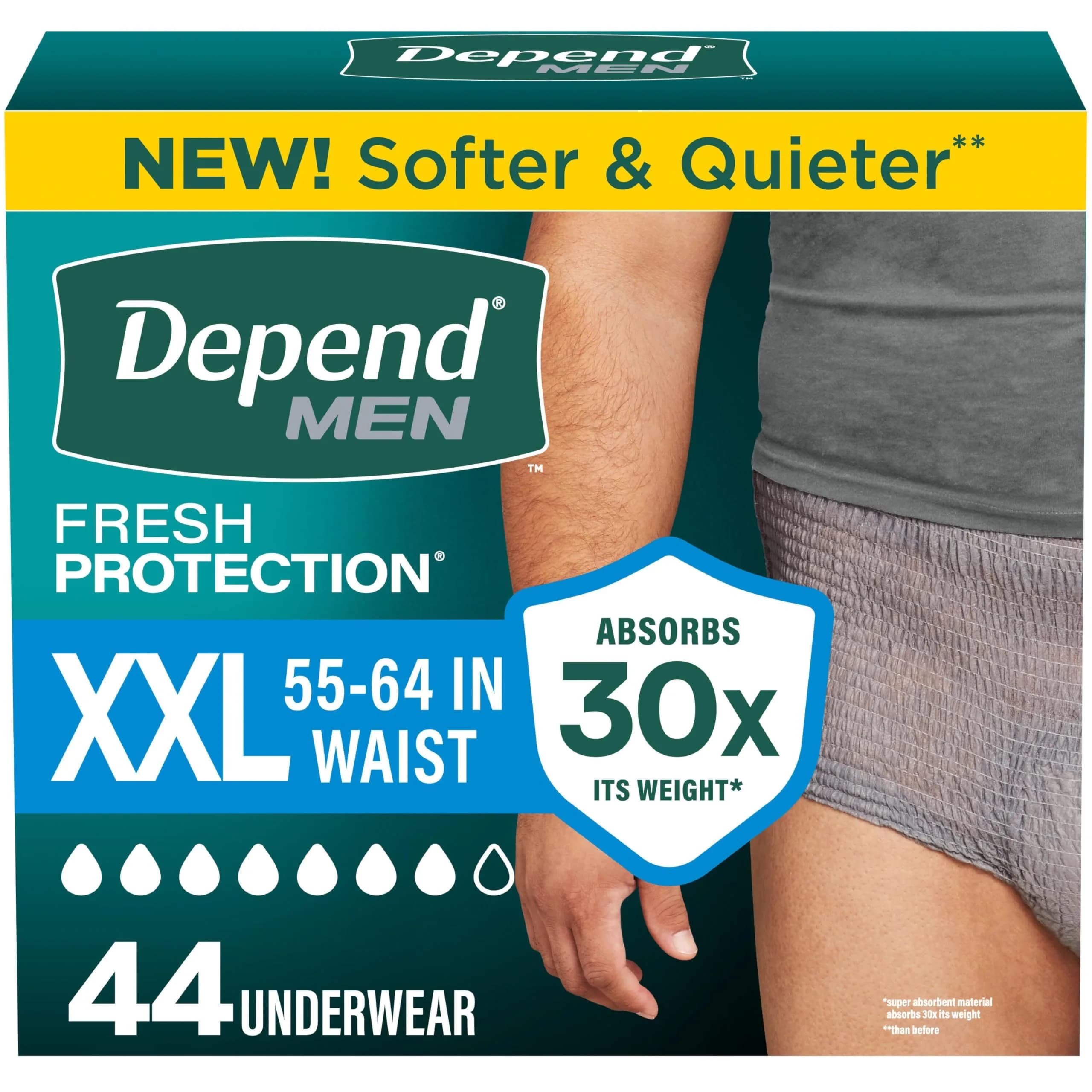 Depend Fresh Protection Men's Incontinence Underwear XXL (55-64" Waist) | Maximum Absorbency & Odor Control - main product image