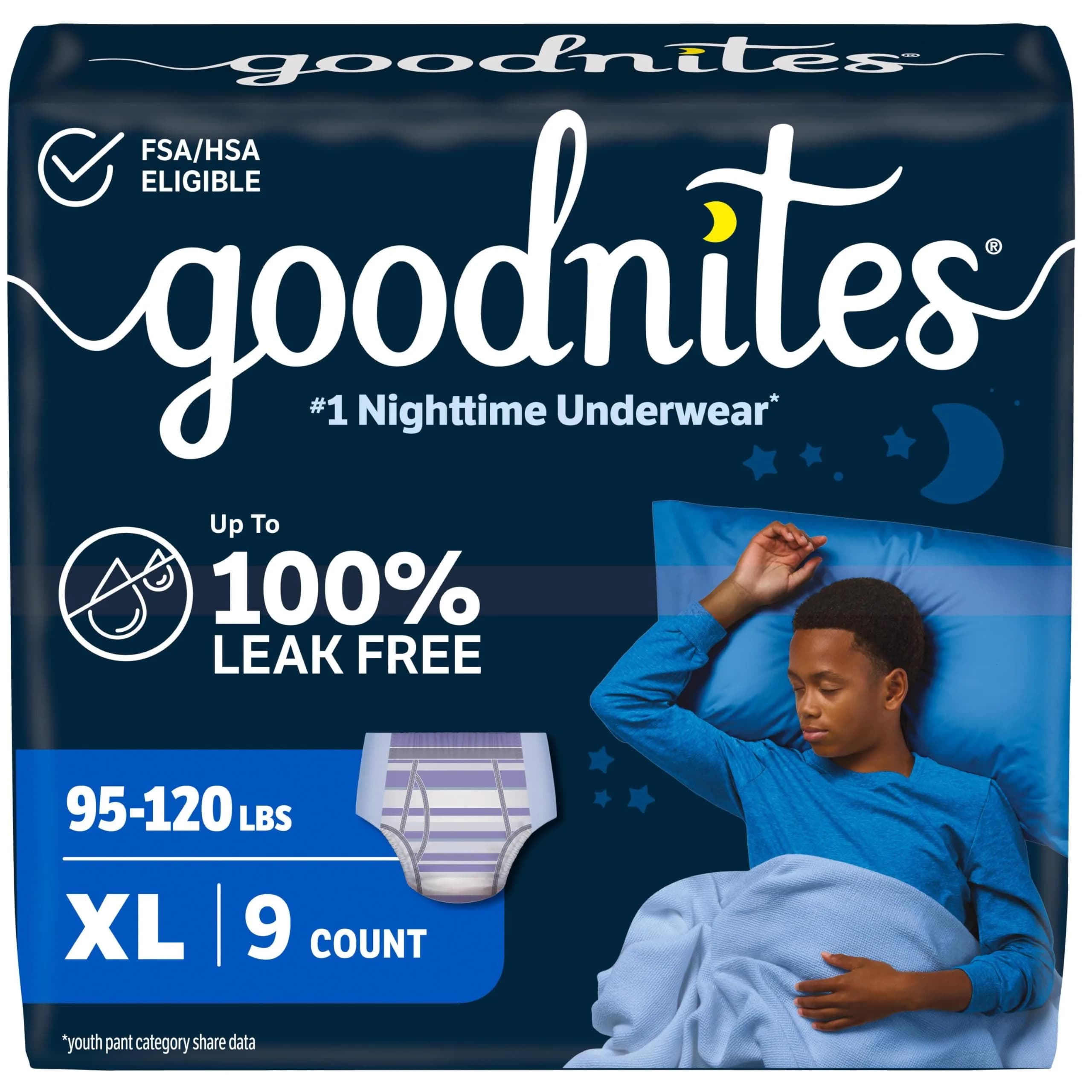 GoodNites Boys' Nighttime Bedwetting Underwear XL (95-120 lbs) | Clinically Proven for Better Sleep - main product image