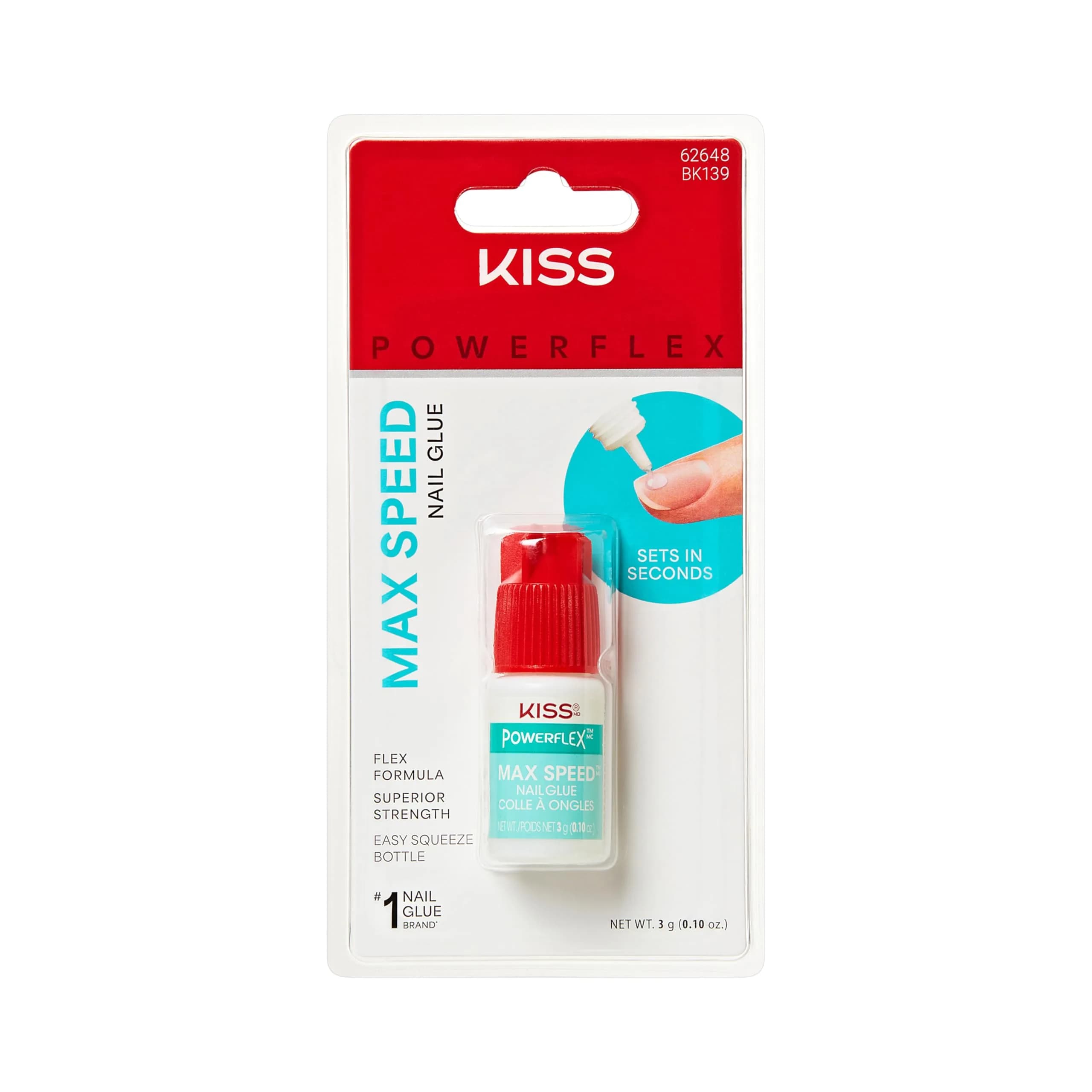 KISS PowerFlex Maximum Speed Nail Glue 3g (0.10 oz) | Fast Drying Adhesive for Press-On Nails & Repairs - main product image