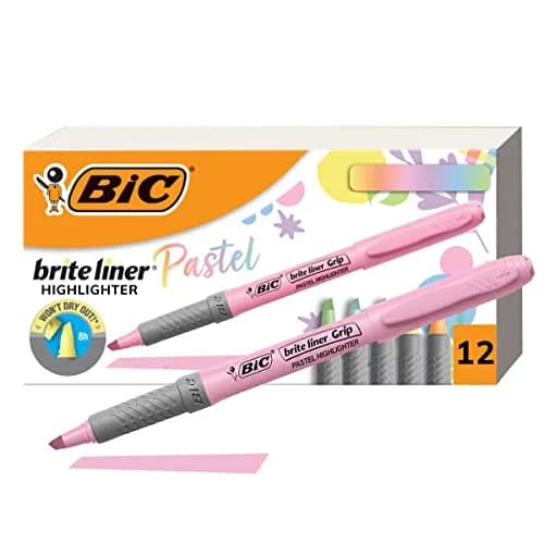 BIC Brite Liner Grip Pastel Highlighter Set, Chisel Tip, 18-Count Pack | Fade-Resistant Ink for Bullet Journaling - main product image