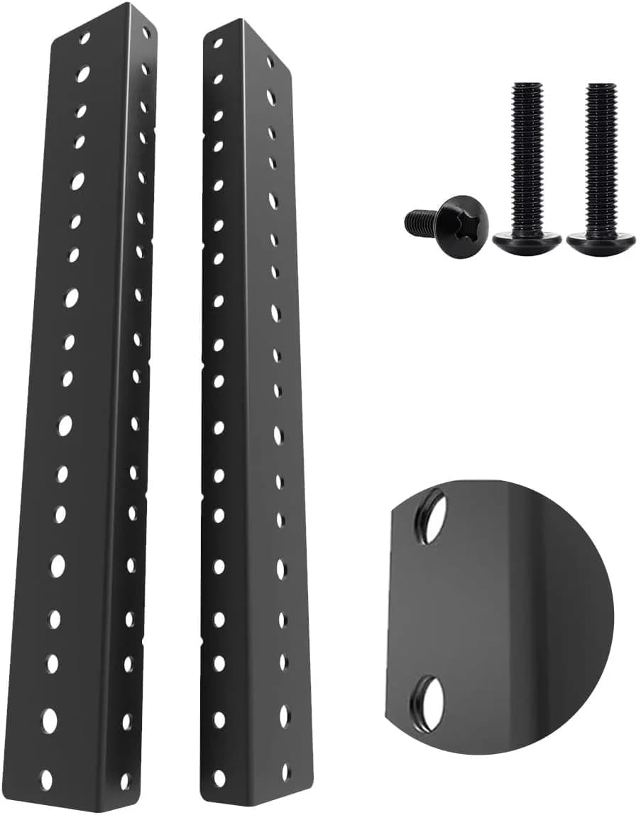 JINGCHENGMEI 6U Steel Rack Rails Kit with Hardware | Durable Cold Rolled Steel, Black Powder Coating, 6U Size, Supports Rack Mount Equipment - main product image