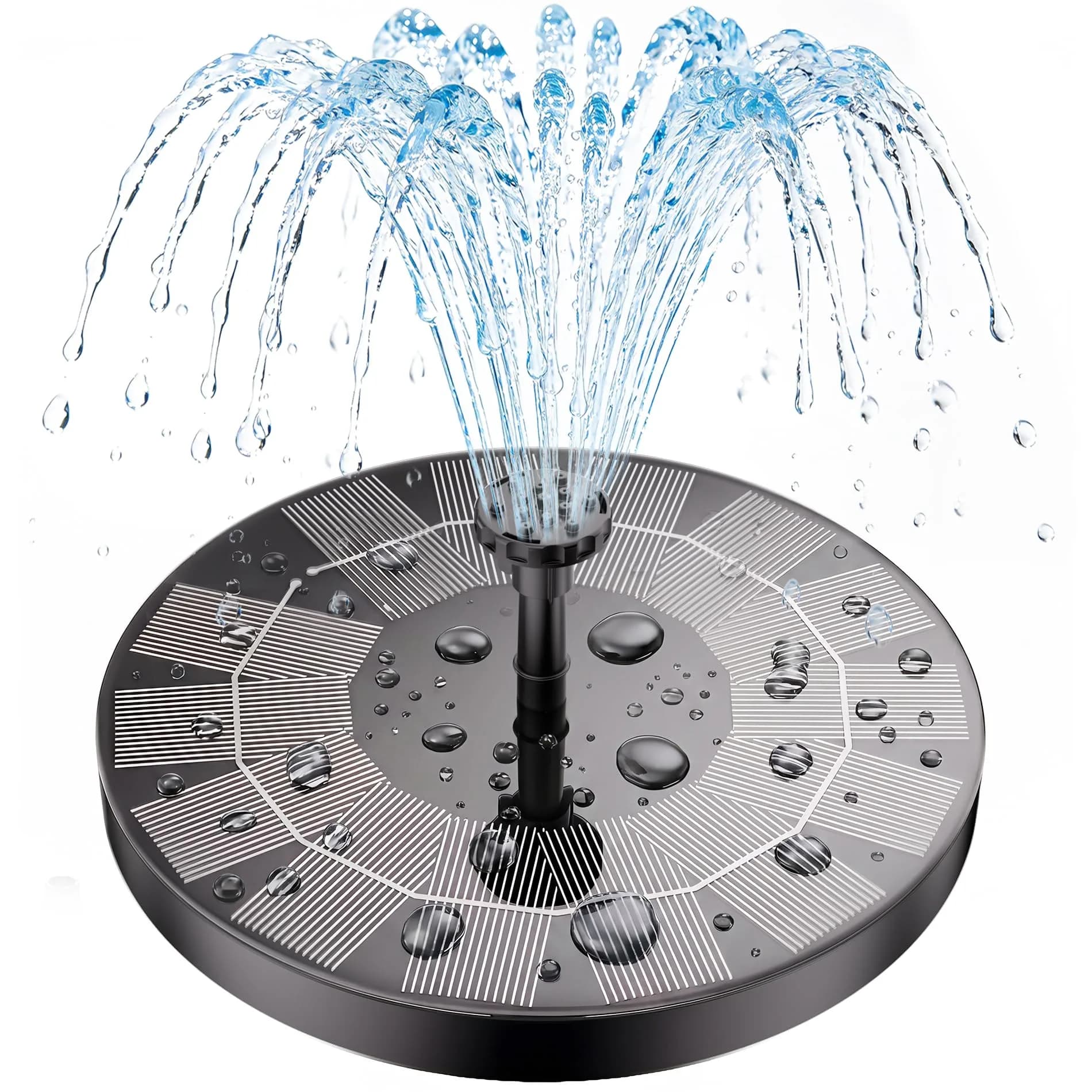 AISITIN 2.5W Solar Bird Bath Fountain Pump with 6 Nozzles & 4 Fixer | Floating Solar Water Pump for Ponds & Gardens - main product image