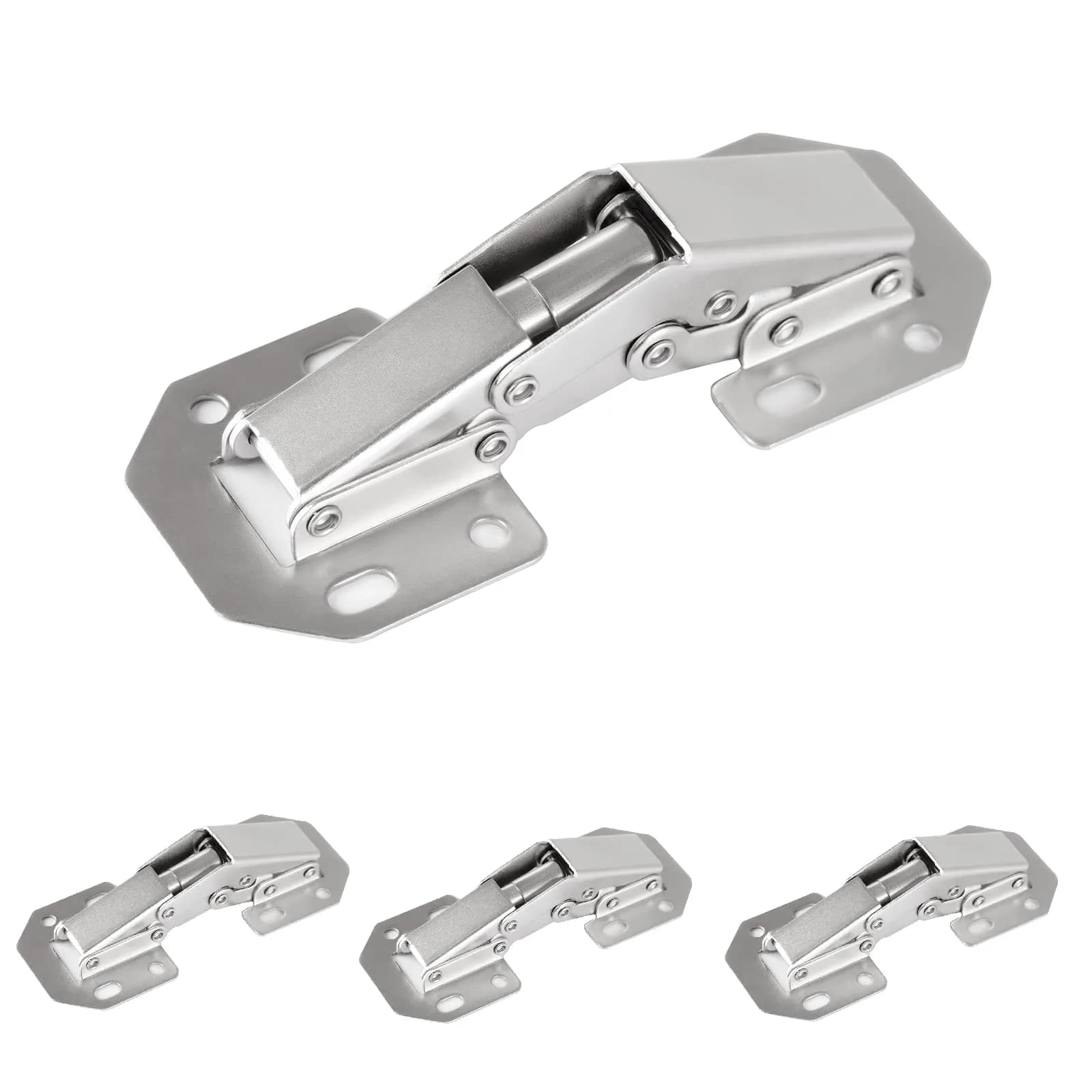 DOBOGA 4-Pack Hidden Cabinet Hinges for Frameless Cabinets, 90 Degree Surface Mount, Nickel Finish - main product image