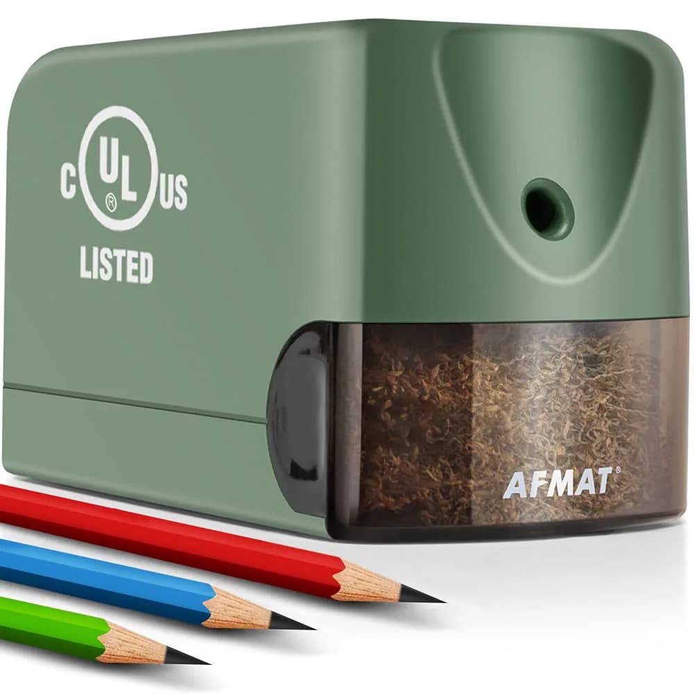 AFMAT Electric Pencil Sharpener Heavy Duty Classroom Use 10000 Sharpenings | UL Listed Green - main product image