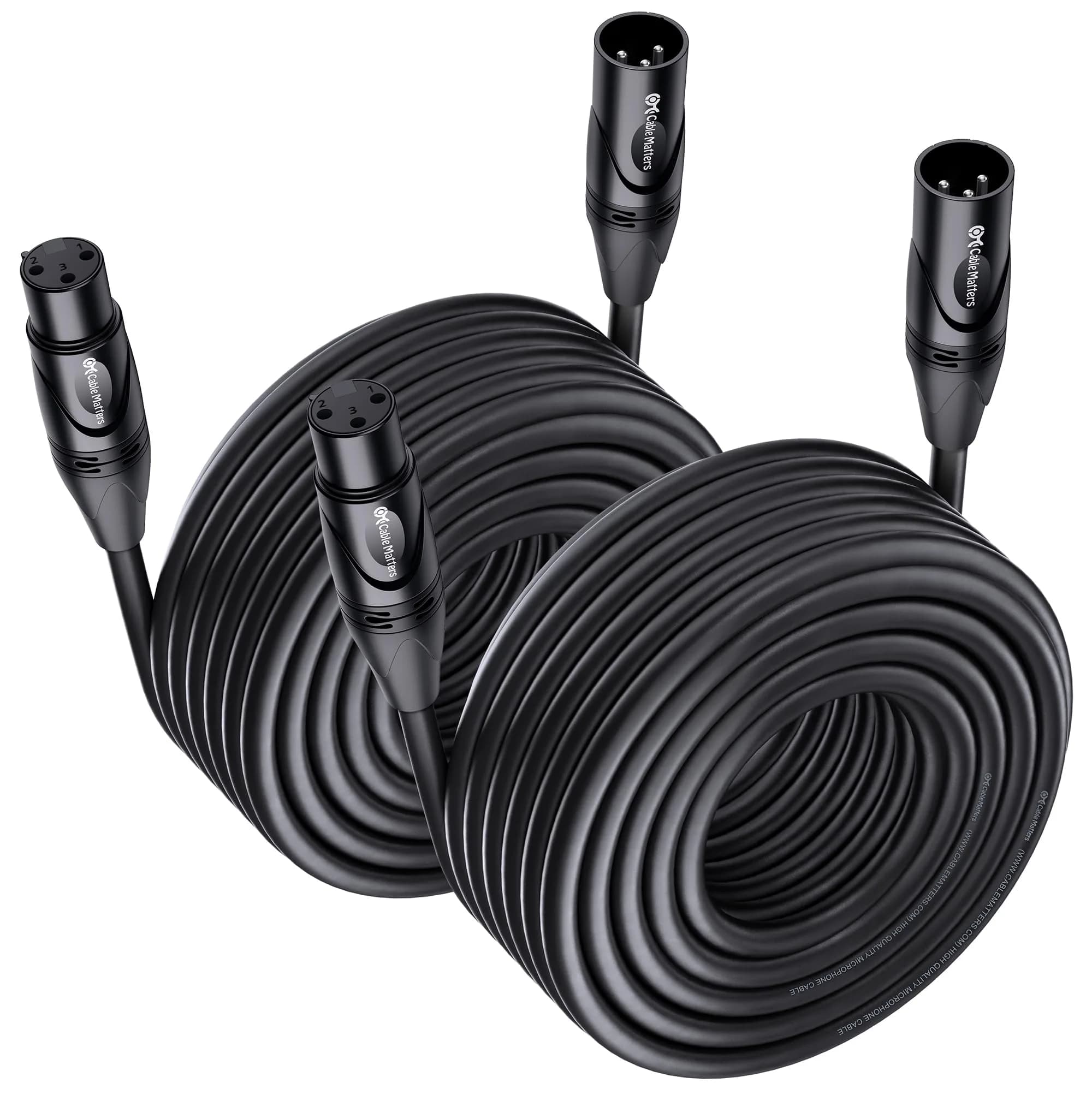 Cable Matters 2-Pack Premium XLR to XLR Cable, Microphone Cable, M-F, 15.24 m (50ft) | Balanced Audio for Studio & Stage - main product image
