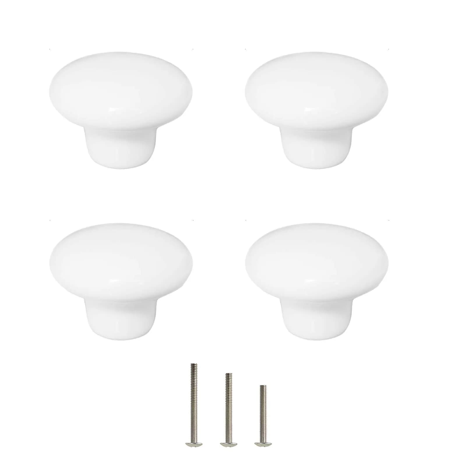 OctinPris White Ceramic Cabinet Knobs 4 Pack | Durable, Easy Install, Suitable for Kitchen & Furniture - main product image