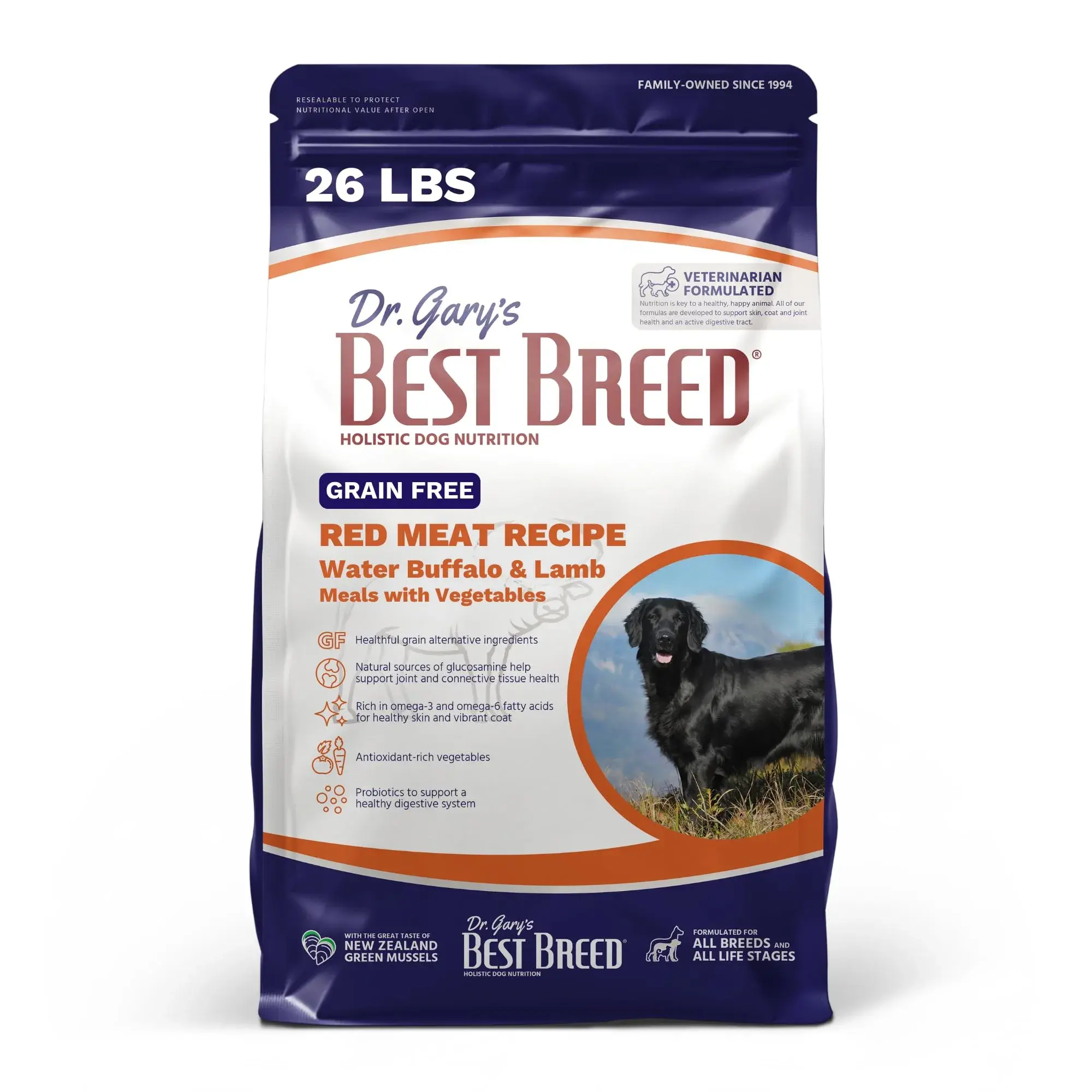 Best Breed Grain Free Red Meat Dog Food 26lb | Holistic, Slow-Cooked in USA