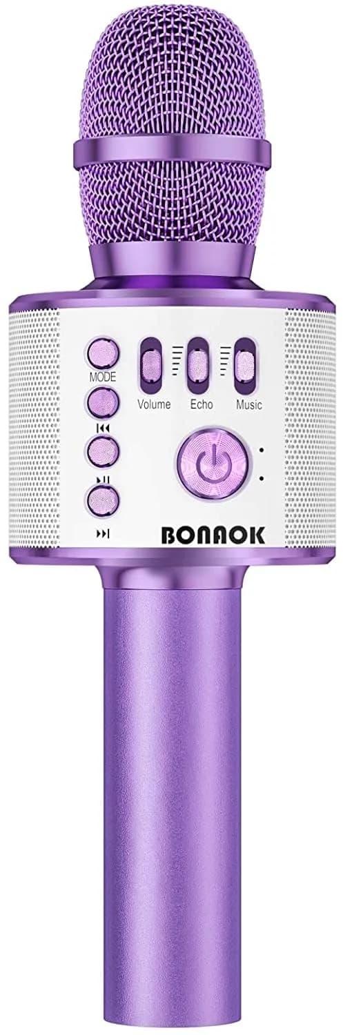 BONAOK Wireless Bluetooth Karaoke Microphone Q37 Light Purple | 3-in-1 Portable Mic Speaker for All Smartphones - main product image