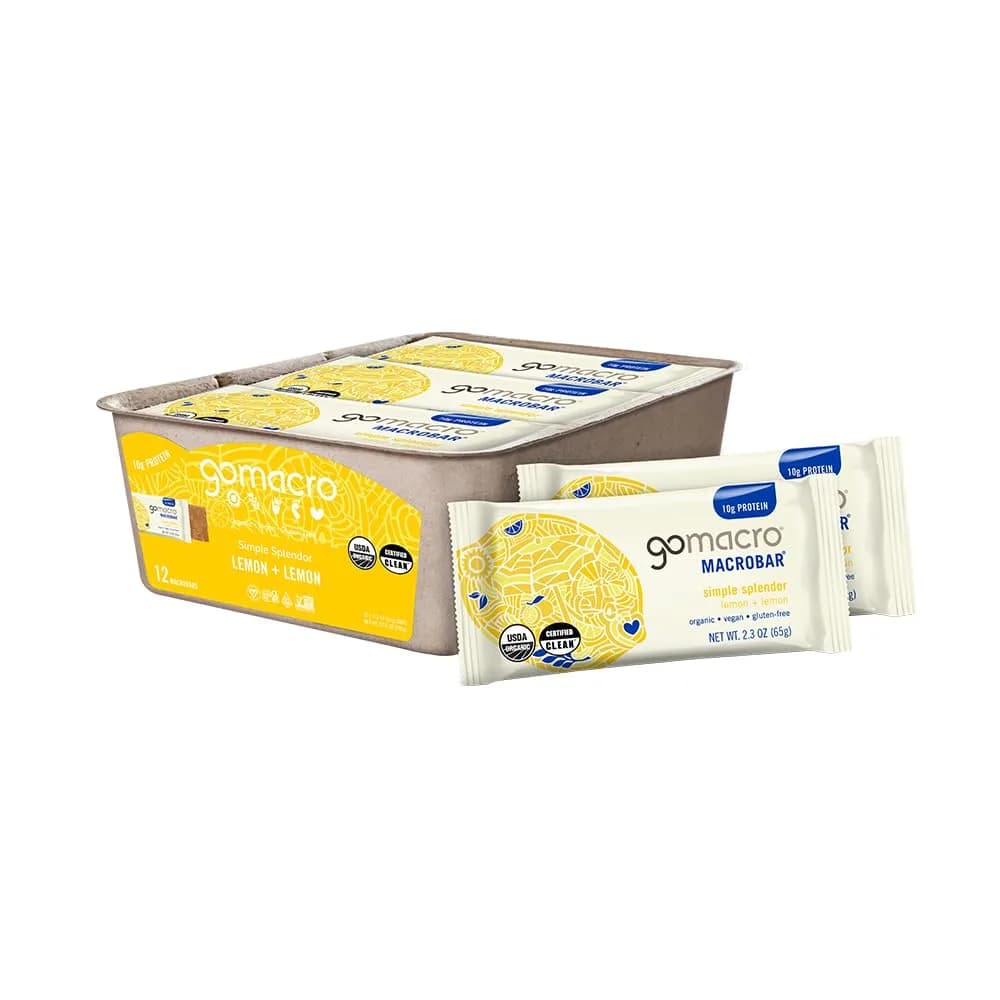 GoMacro Organic Lemon & Cashew Butter Protein Bar, 2.3 oz (65g) | 10g Plant Protein Snack - main product image