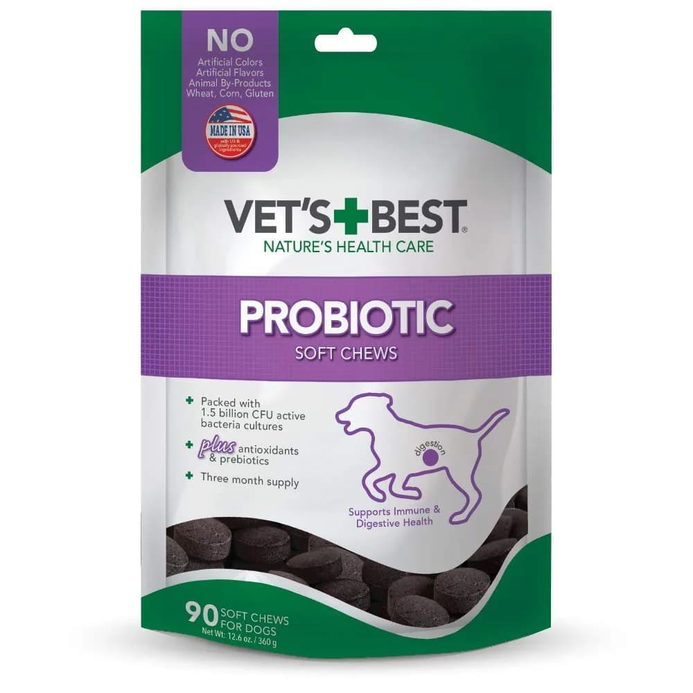 Vet's Best Probiotic Soft Chews for Dogs 90 Count | Digestive & Gut Health Support
