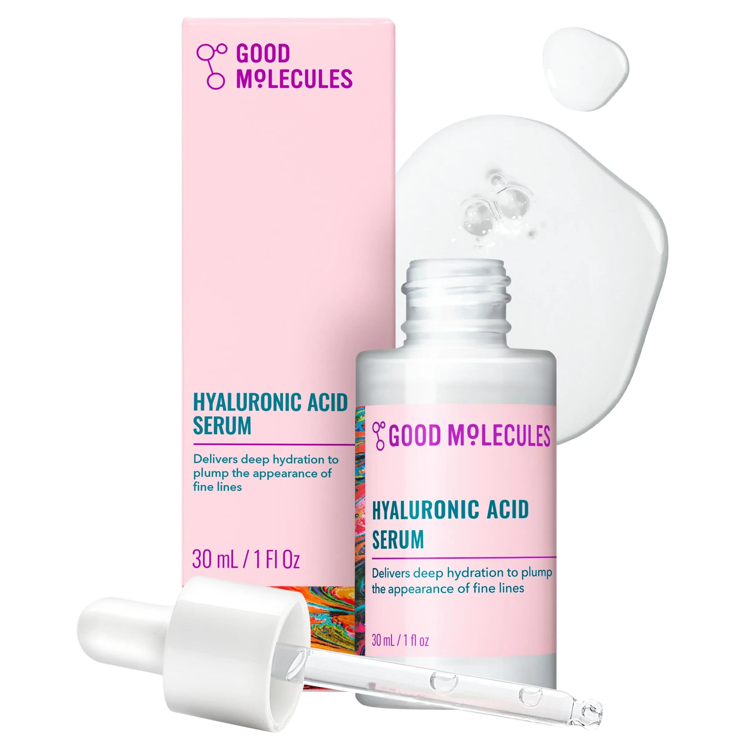 Good Molecules Hyaluronic Acid Serum 30ml (1 Fl Oz) | Ultra Hydrating Facial Moisturizer for Plumper Skin - main product image