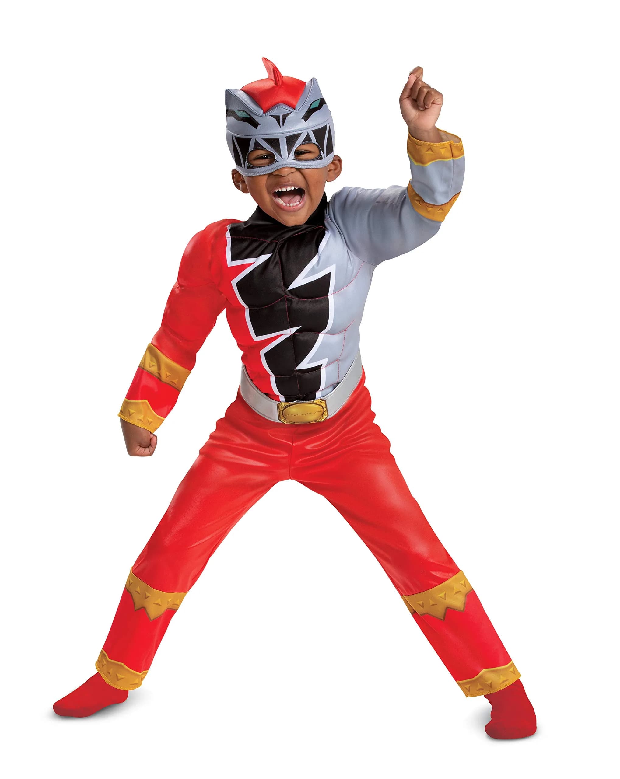 Disguise Red Ranger Toddler Size Muscle Costume | Official Power Rangers Dino Fury Outfit with Mask (Large 4-6) - main product image