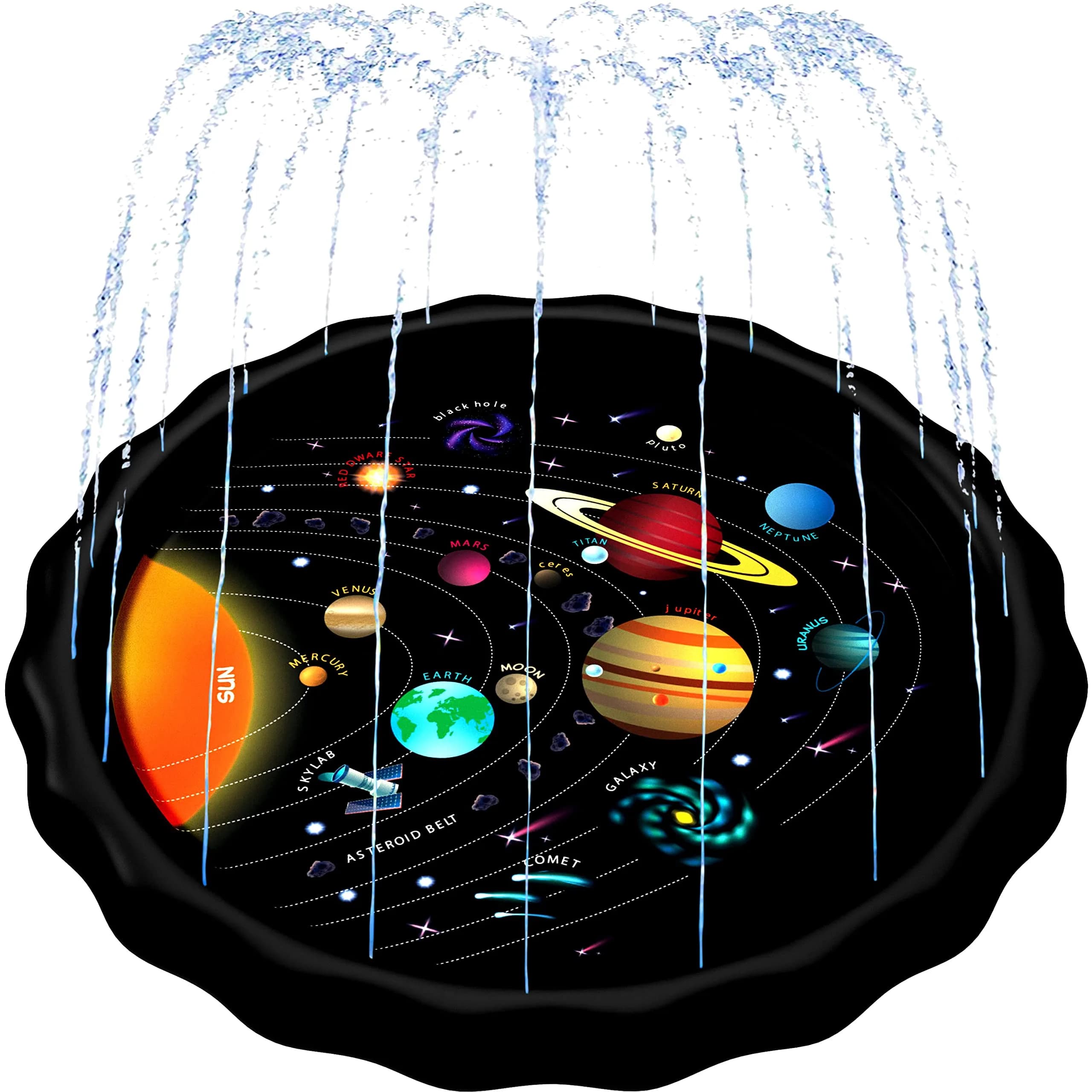 SplashEZ Solar System Splash Pad Sprinkler for Kids, 60'' Outdoor Water Play Mat | Educational Backyard Pool - main product image