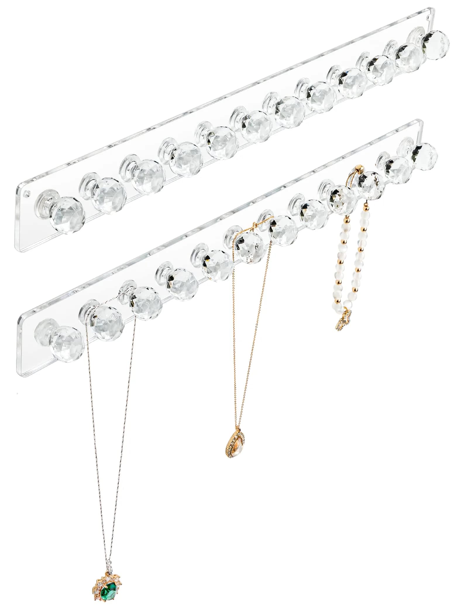 Heesch Necklace Hanger Wall Mount Jewelry Organizer 6.7 x 1.4 Inch Clear 4 Pack | Acrylic Necklace Holder for Women