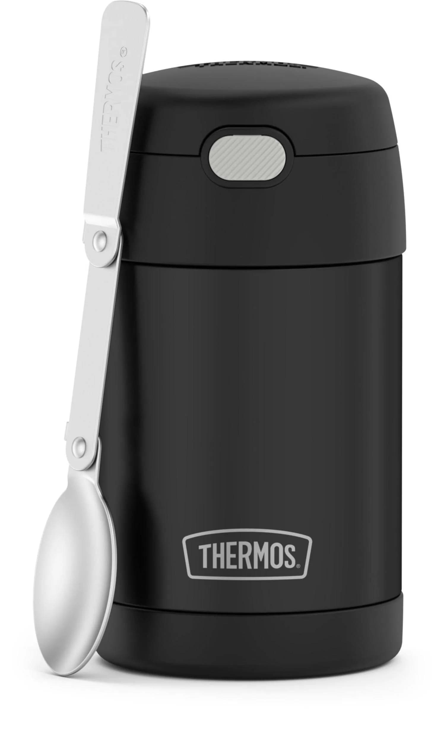 THERMOS FUNTAINER Food Jar with Spoon, 16oz (473ml) Matte Black | Keeps Food Hot 7 Hrs, Cold 9 Hrs