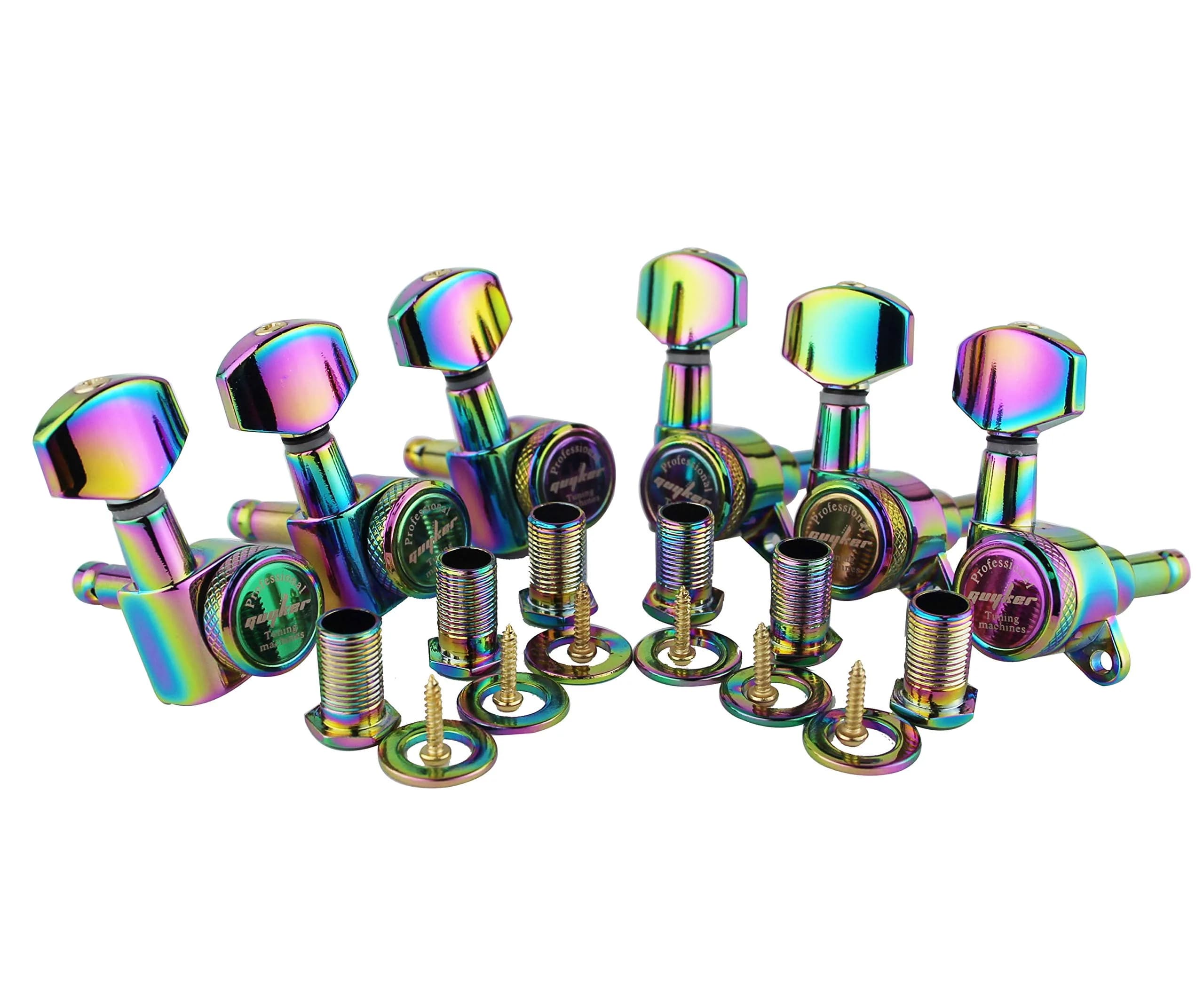 Guyker Guitar Locking Tuners (6R) - 1:18 Ratio, Chameleon Rainbow | Precision Tuning for Electric & Acoustic Guitars - main product image