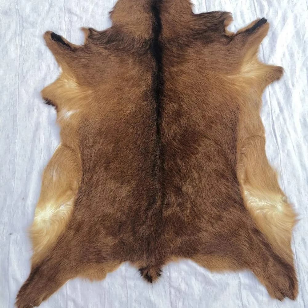 Asuprui Red Deer Hide Rug 0.98m x 0.64m (3.2ft x 2.1ft) | Authentic Animal Skin Carpet for Bedroom - main product image