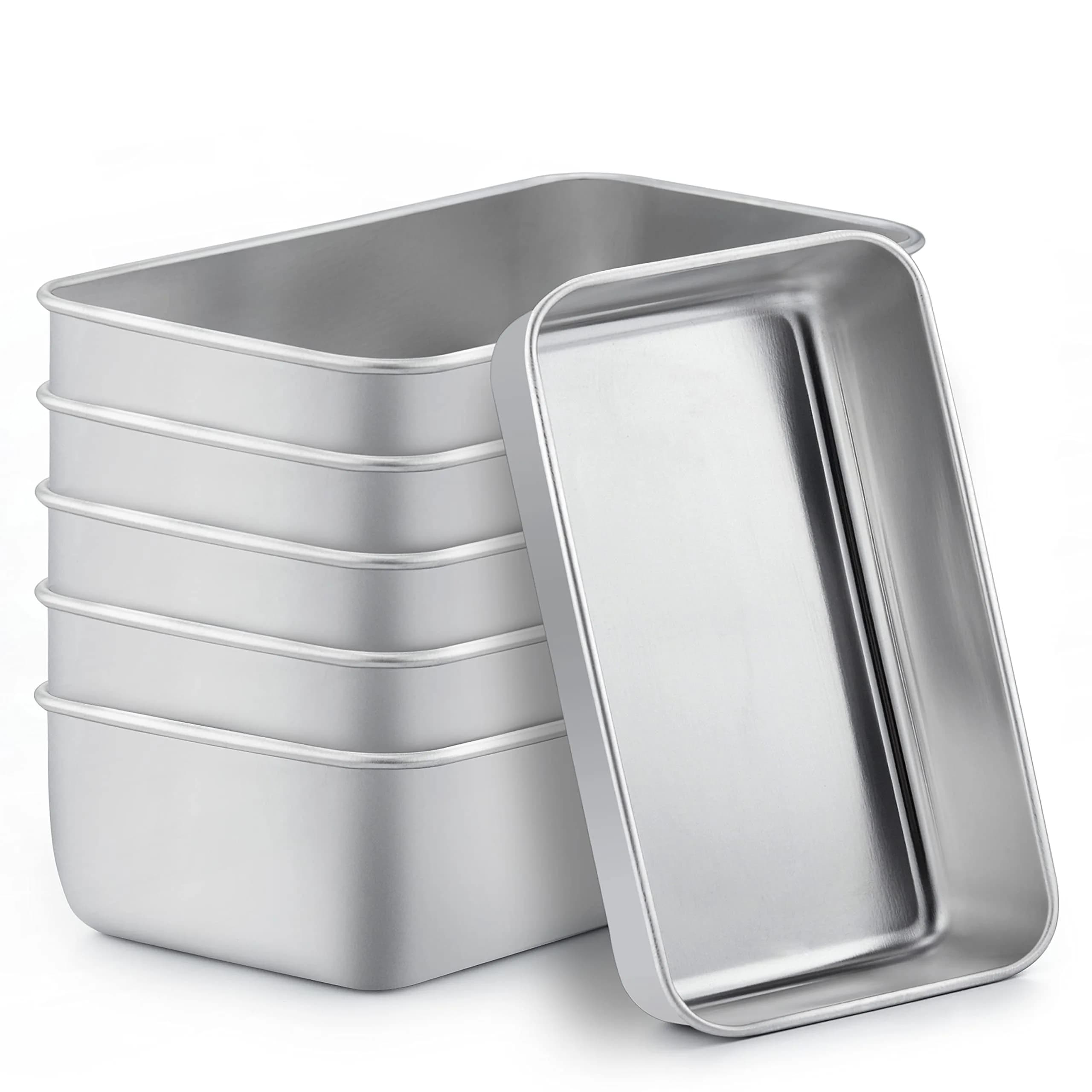 TeamFar Stainless Steel Loaf Pans for Baking, 9.25 x 5 x 2.5 Inch (23.5 x 12.7 x 6.35 cm) — Set of 6 | Even Baking & Easy Release - main product image