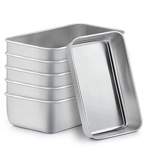 TeamFar Stainless Steel Loaf Pans for Baking, 9.25 x 5 x 2.5 Inch (23.5 x 12.7 x 6.35 cm) — Set of 6 | Even Baking & Easy Release - main product image