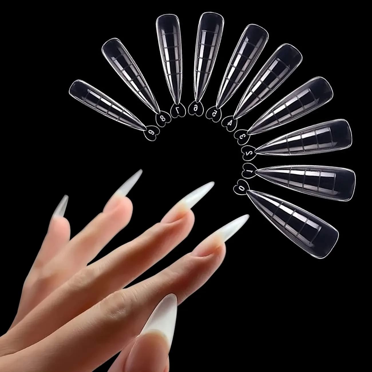 desdemona Poly Extension Gel Dual Nail Forms Stiletto Set 100 Count (Pack of 1) | Reusable Nail Molds for Salon & DIY - main product image