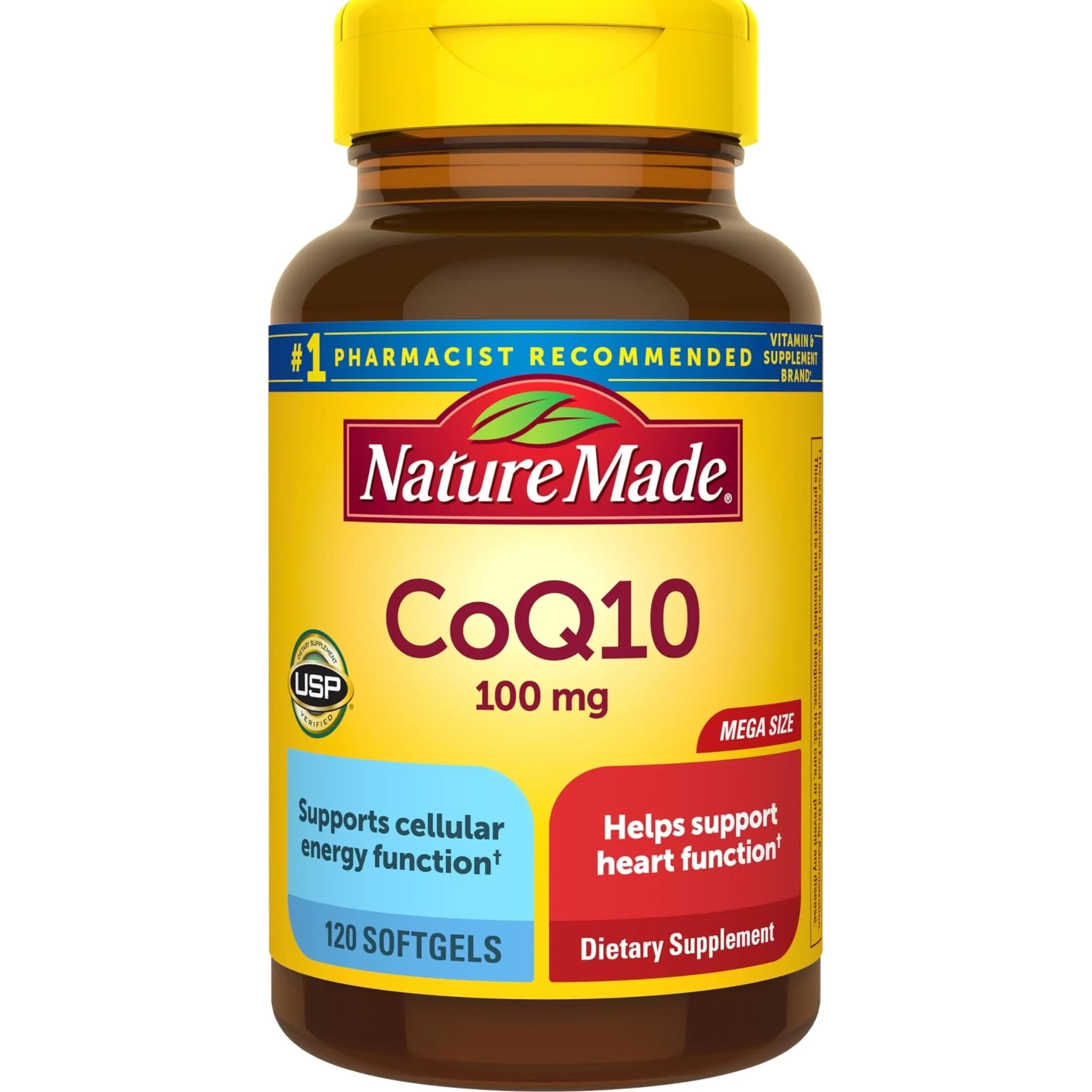 Nature Made CoQ10 100mg Softgels for Heart Health Support, 120 Softgels | USP Verified Antioxidant Supplement - main product image
