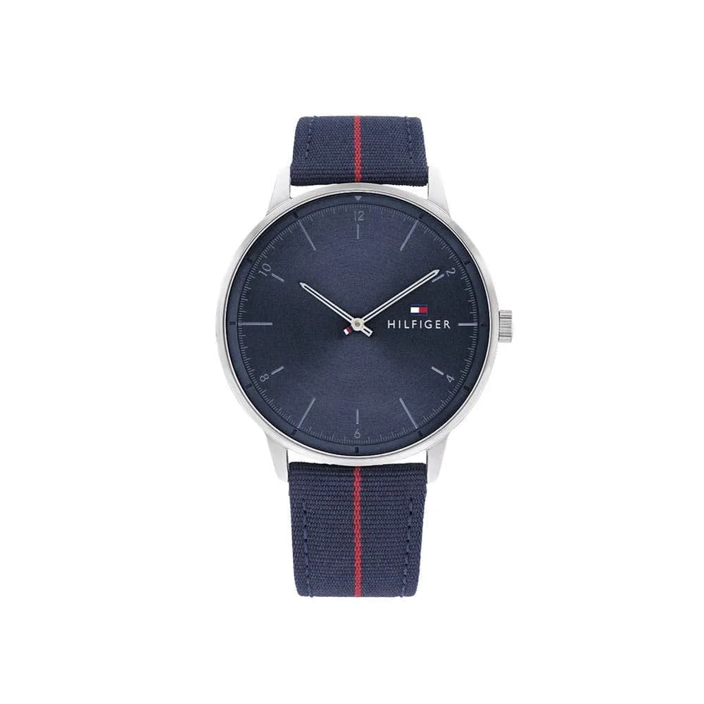 Tommy Hilfiger Men's Quartz Stainless Steel and Nylon Strap Watch, Navy | Classic American Style (70-120 chars)