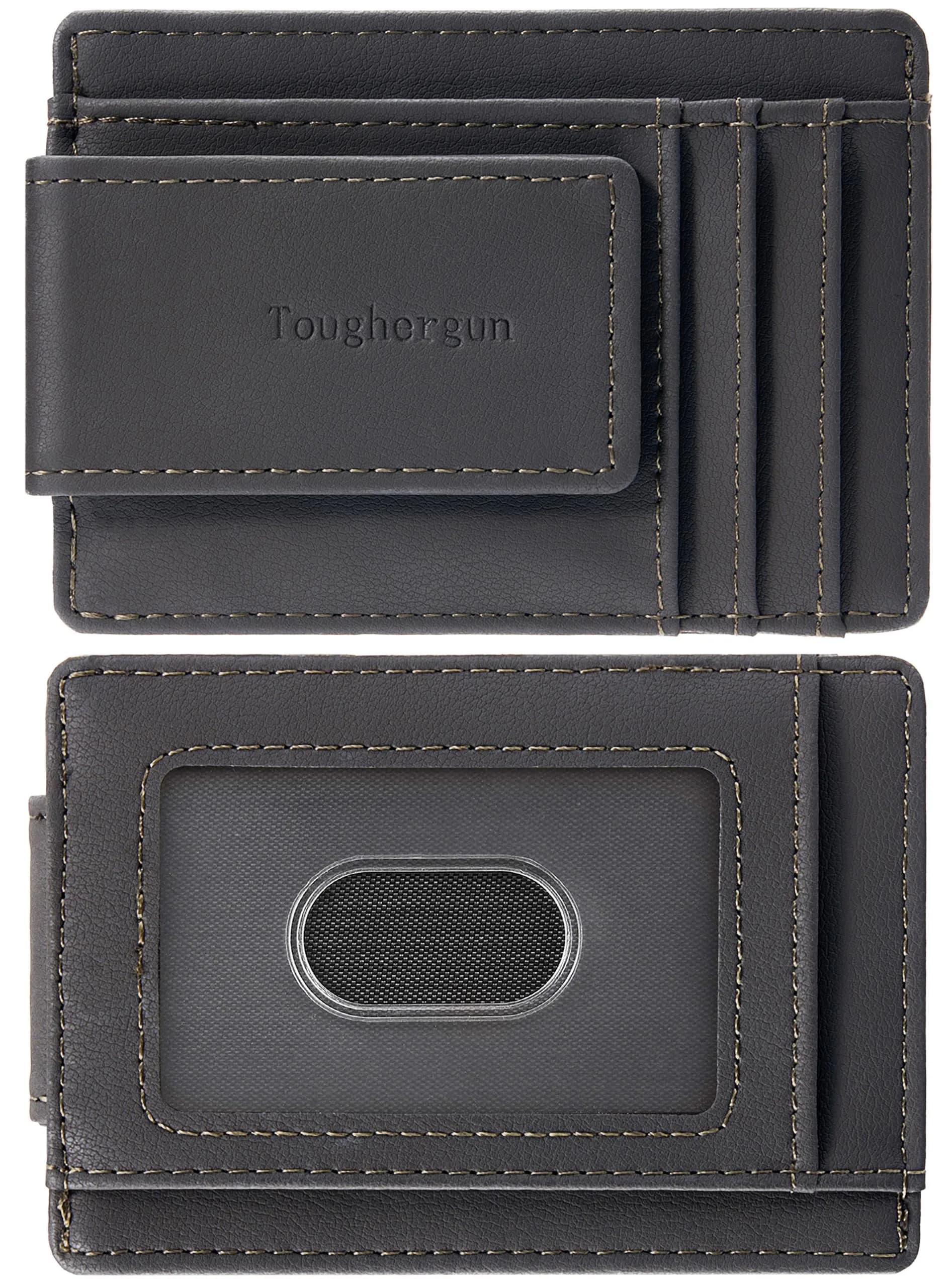 Toughergun Slim Wallet for Men RFID Blocking Money Clip, Minimalist Front Pocket Credit Card Holder, Magnetic Thin Mens Wallets with ID Window (Russet Brown, 4" x 3" x 0.3")