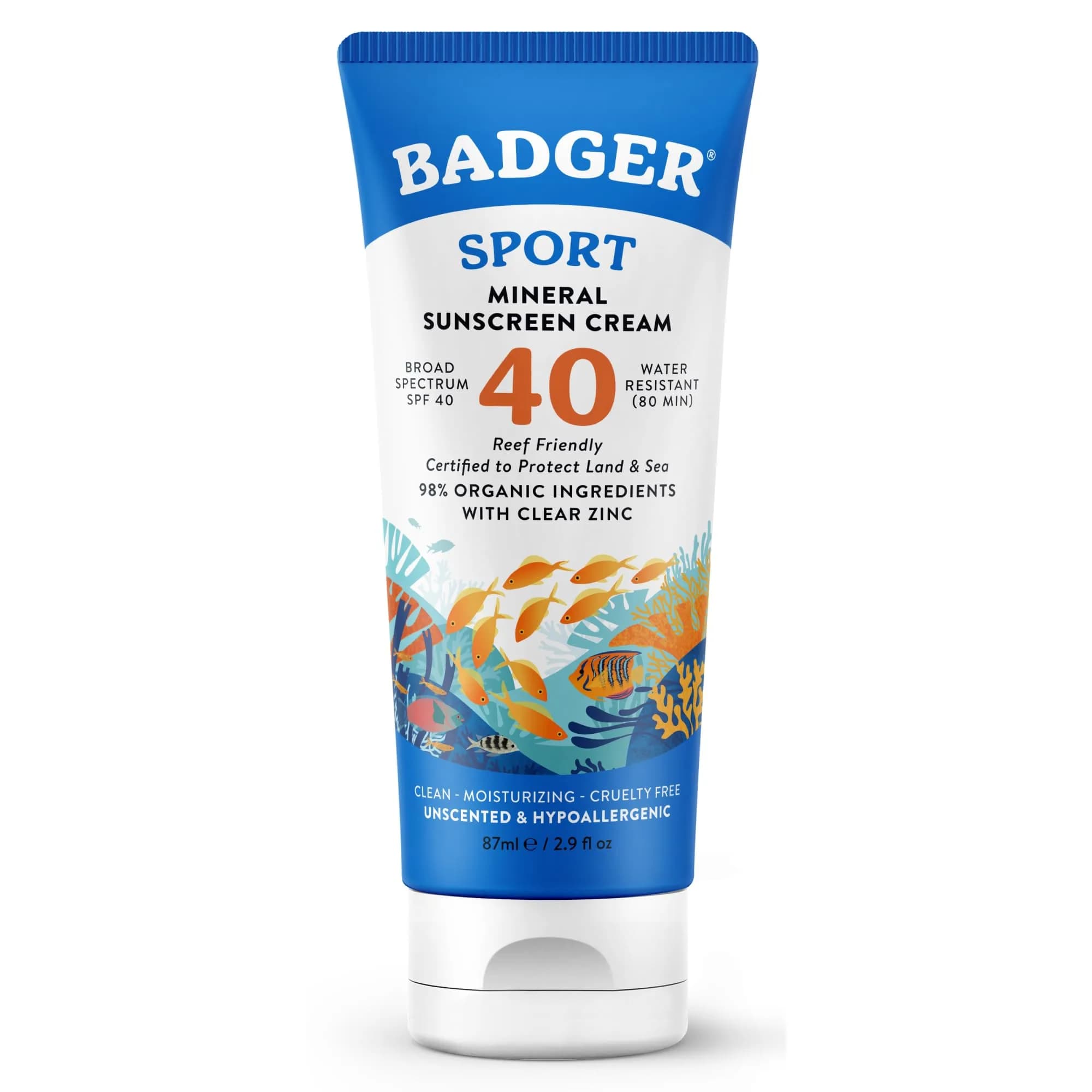 Badger Sport Mineral Sunscreen SPF 40, 2.9 oz | Non-Nano Zinc Oxide Protection for Sports & Adventures - main product image