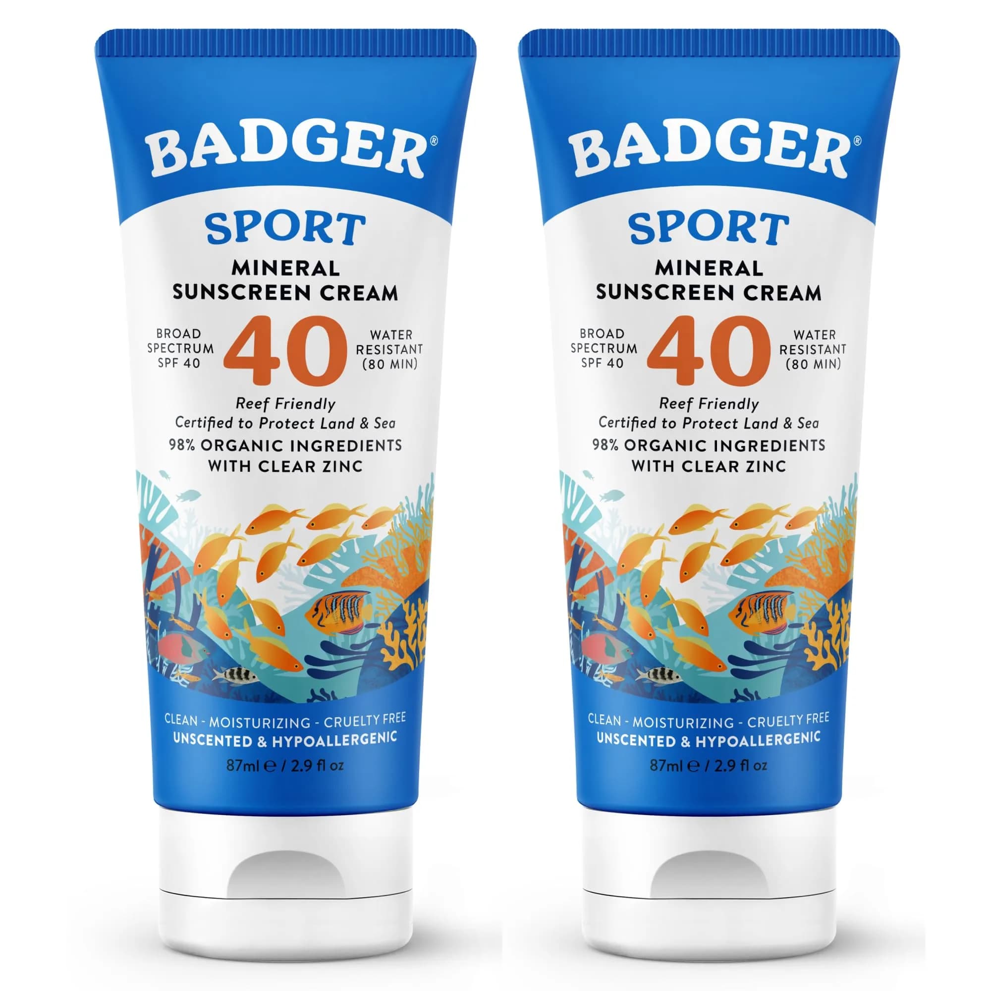 Badger Sport Mineral Sunscreen SPF 40, 5.8 fl oz (163 g) | Reef Safe, 98% Organic, Water Resistant - main product image