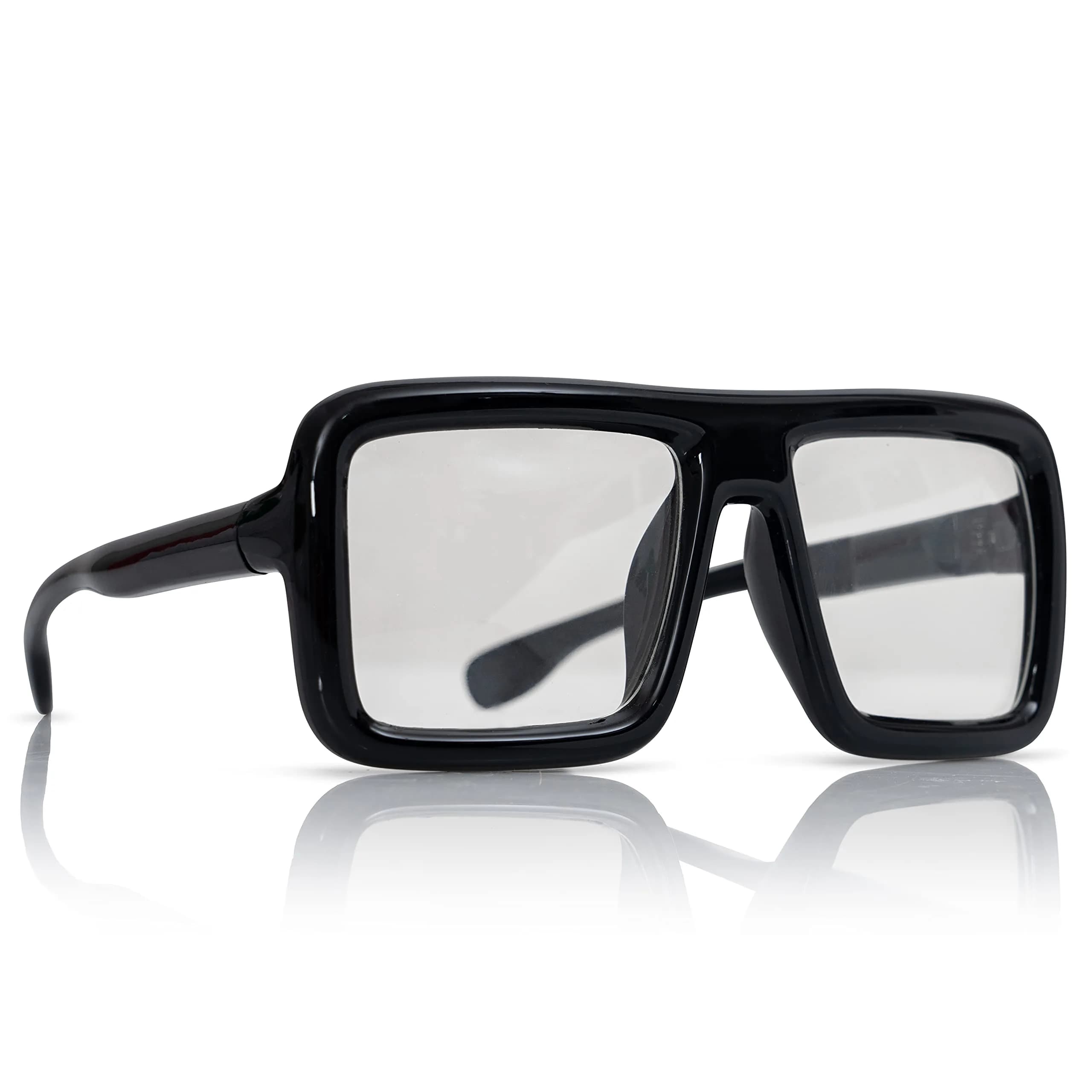 Skeleteen Big Fake Oversized Black Glasses – Thick Shiny Square Frames Nerd Costume Accessory (One Size)