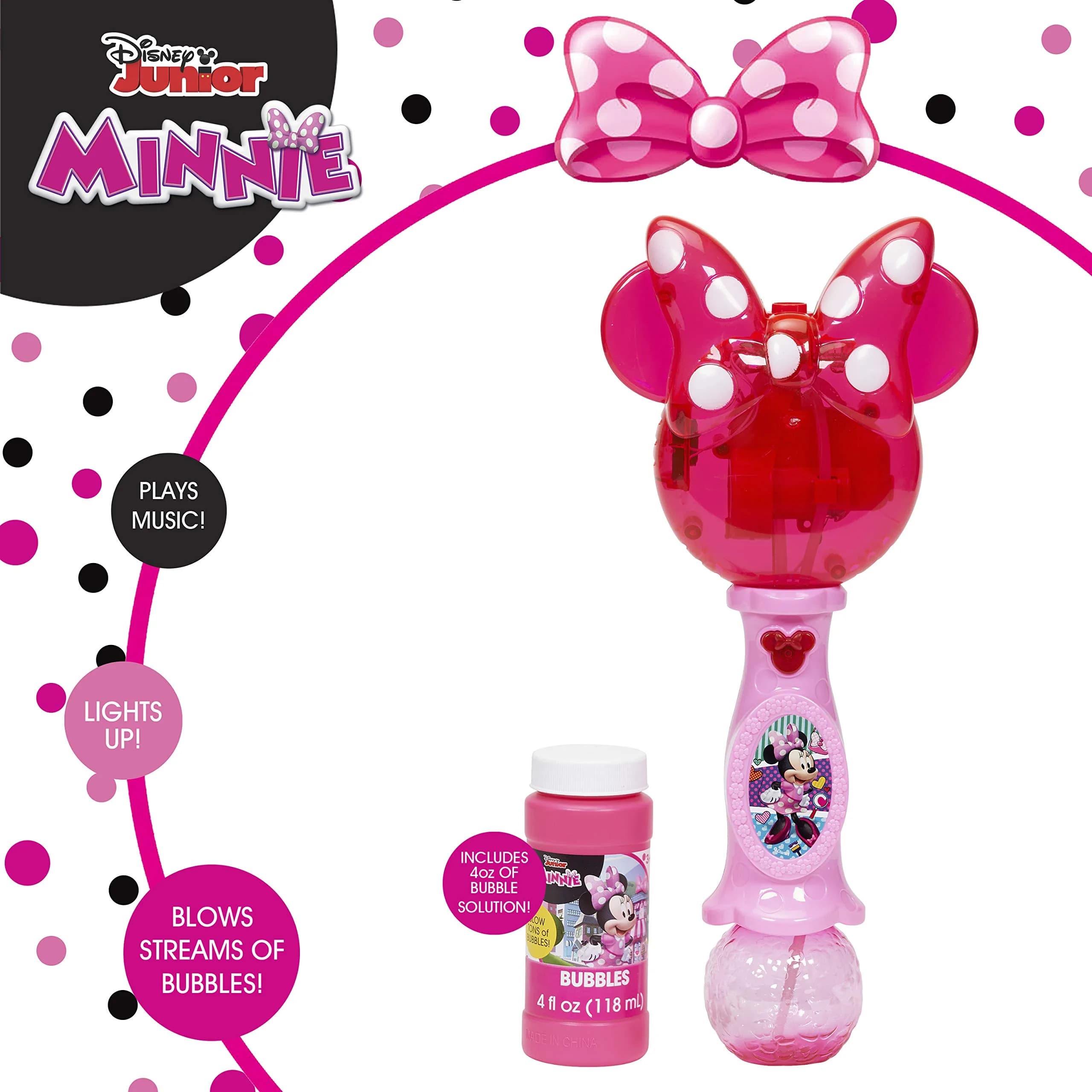 Little Kids Disney Minnie Mouse Musical Bubble Wand with Lights & Sound | 4oz Bubble Solution Included - main product image