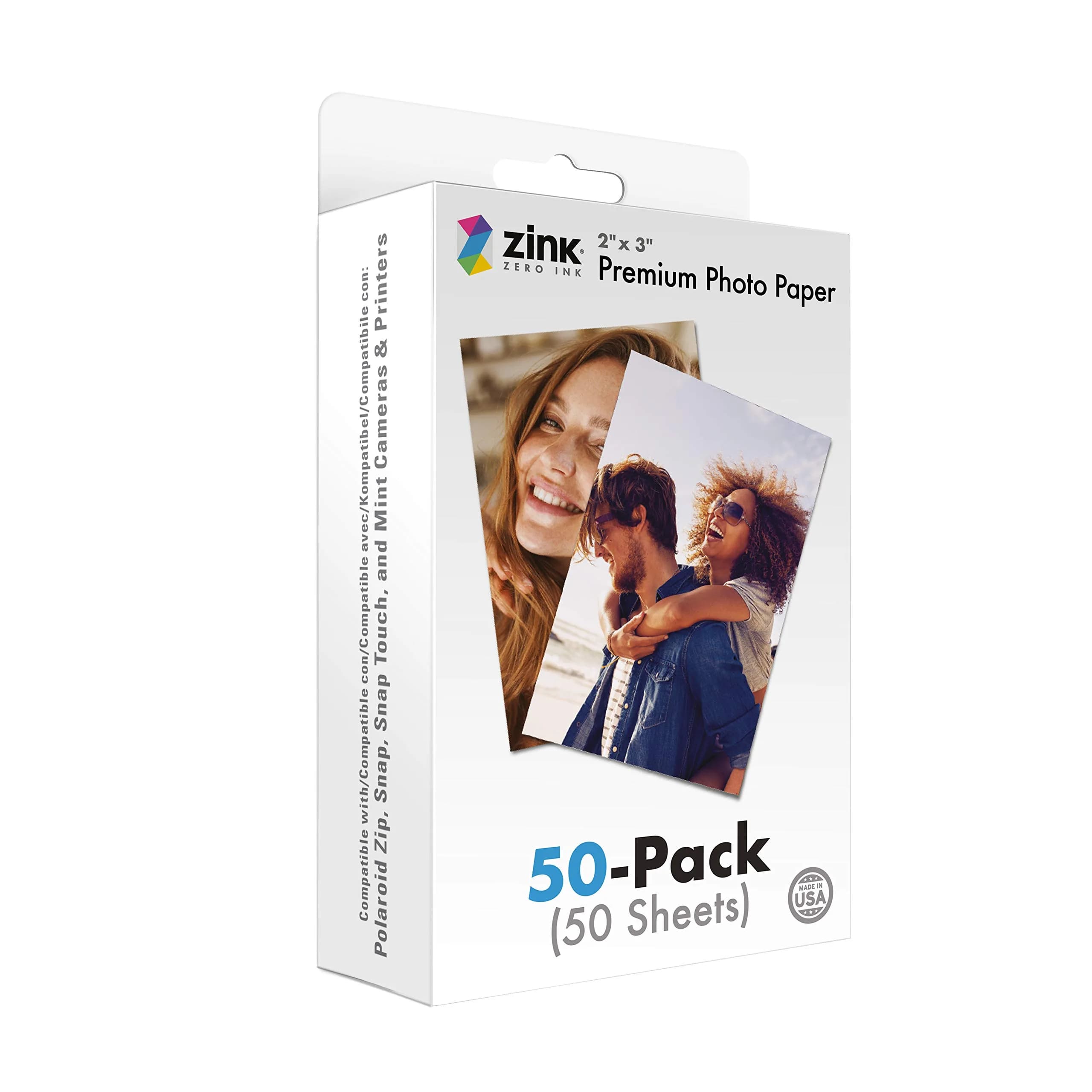 Zink Premium Instant Photo Paper 2"x3" (50 Pack) | Compatible with Polaroid Snap, Snap Touch, Zip, Mint Cameras & Printers - main product image