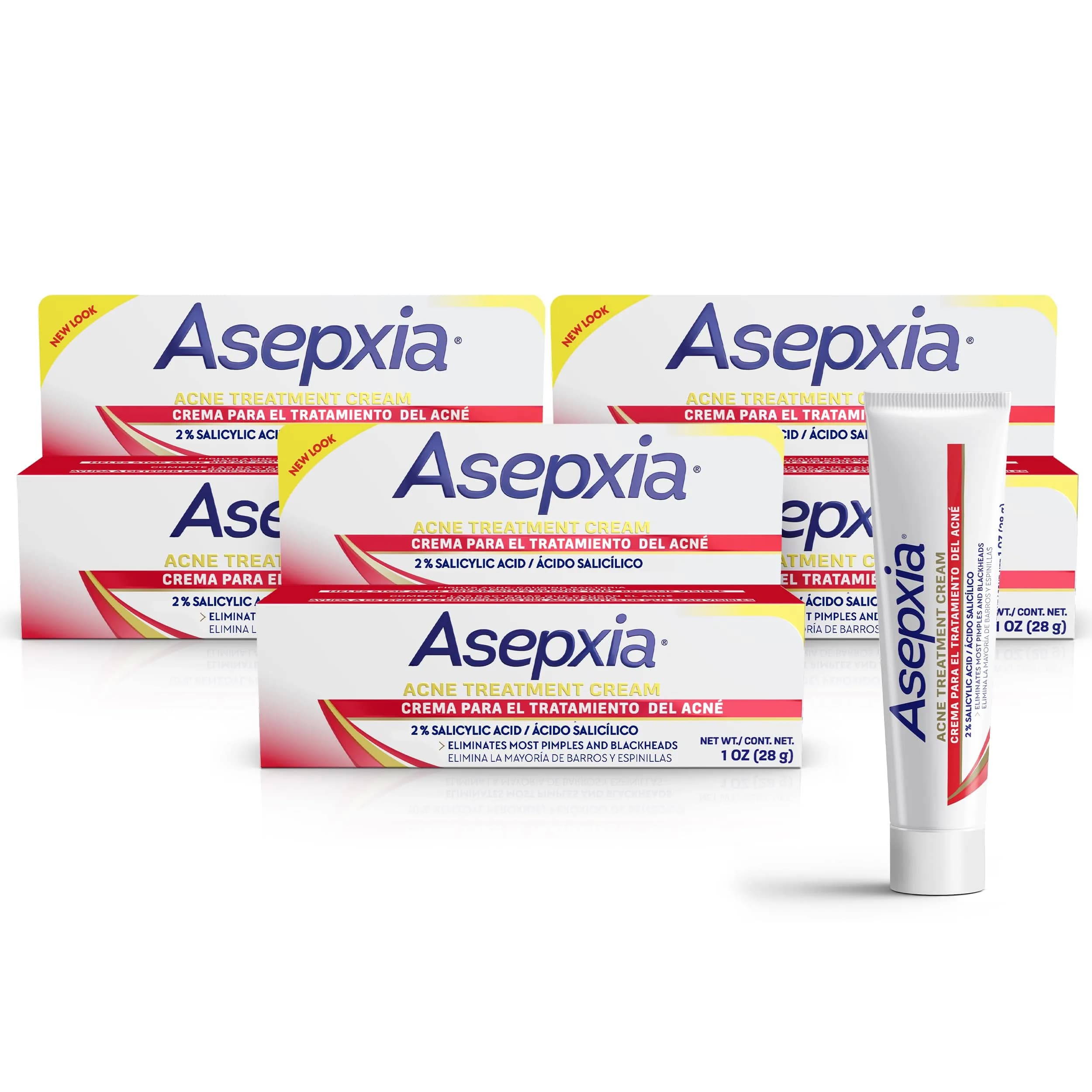 Asepxia 2% Salicylic Acid Acne Spot Treatment Cream | Targets Blemishes & Redness, 1 Oz, 3-Pack