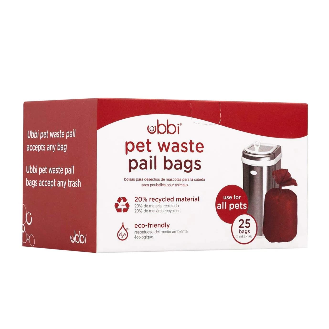 Ubbi Pet Waste Pail Bags, 75 Count | Leak-Proof, 13-Gallon Capacity, Made with 20% Recycled Material