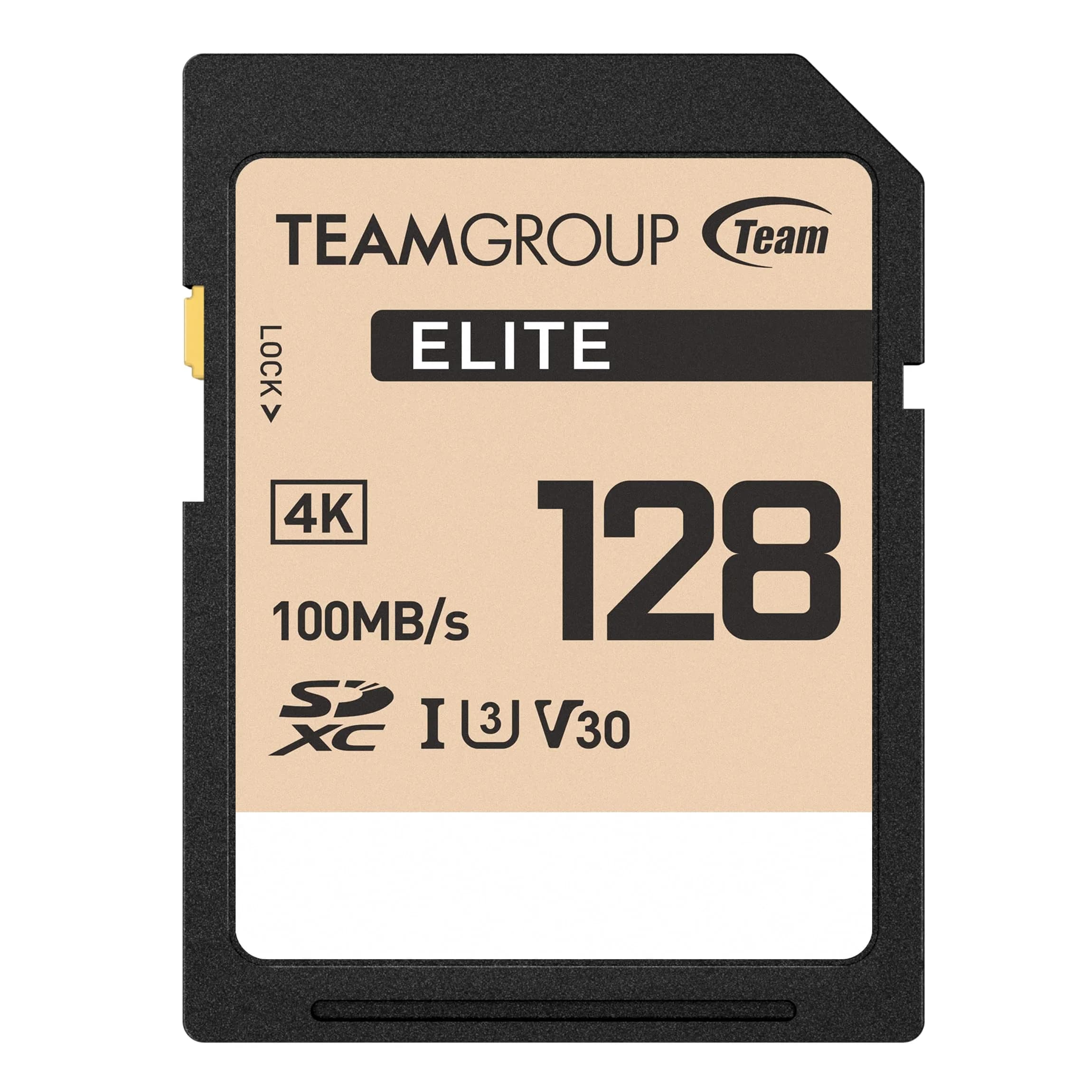 TEAMGROUP Elite 128GB SDXC UHS-I U3 V30 Memory Card | 100MB/s Read Speed for 4K UHD Recording - main product image