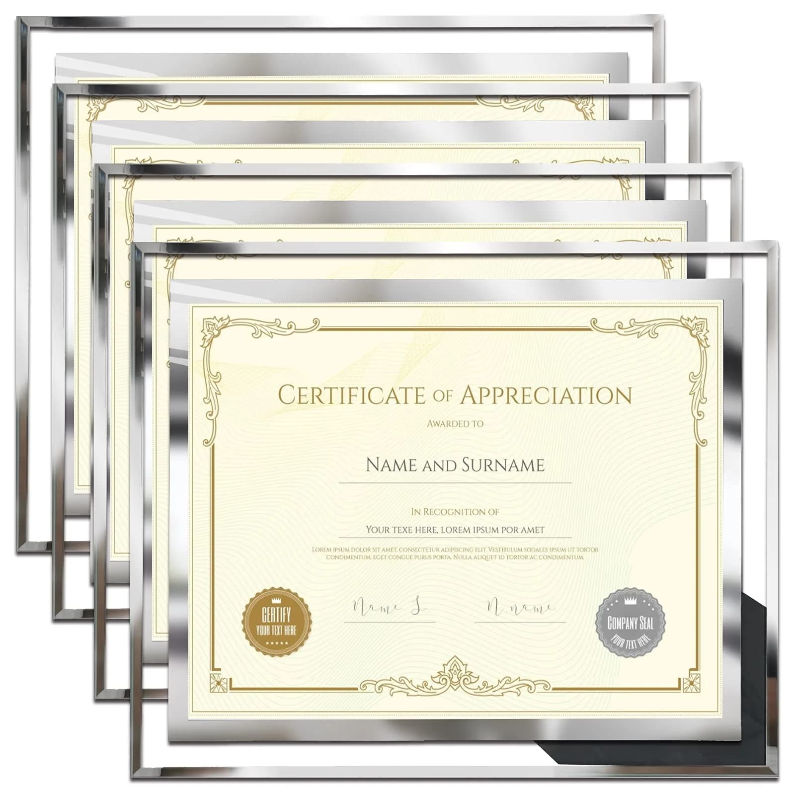 SESEAT 8.5 x 11 Certificate Document Frame Set of 4 | Elegant Glass Beveled Edges for Diplomas & Certificates - main product image