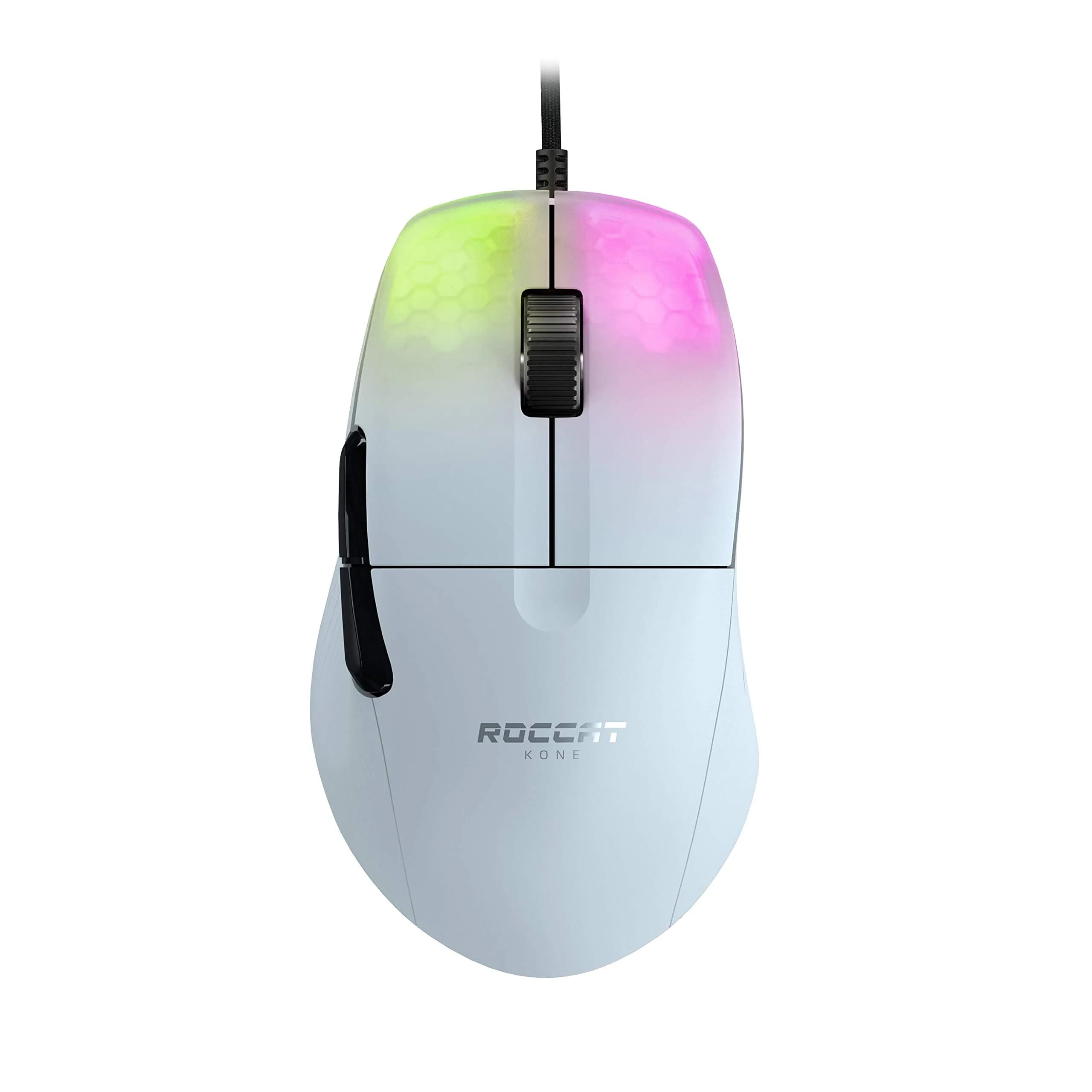 ROCCAT Kone Pro Lightweight Ergonomic Gaming Mouse | 66g, 19K DPI Optical, Titan Switch Optical, AIMO RGB, White - main product image