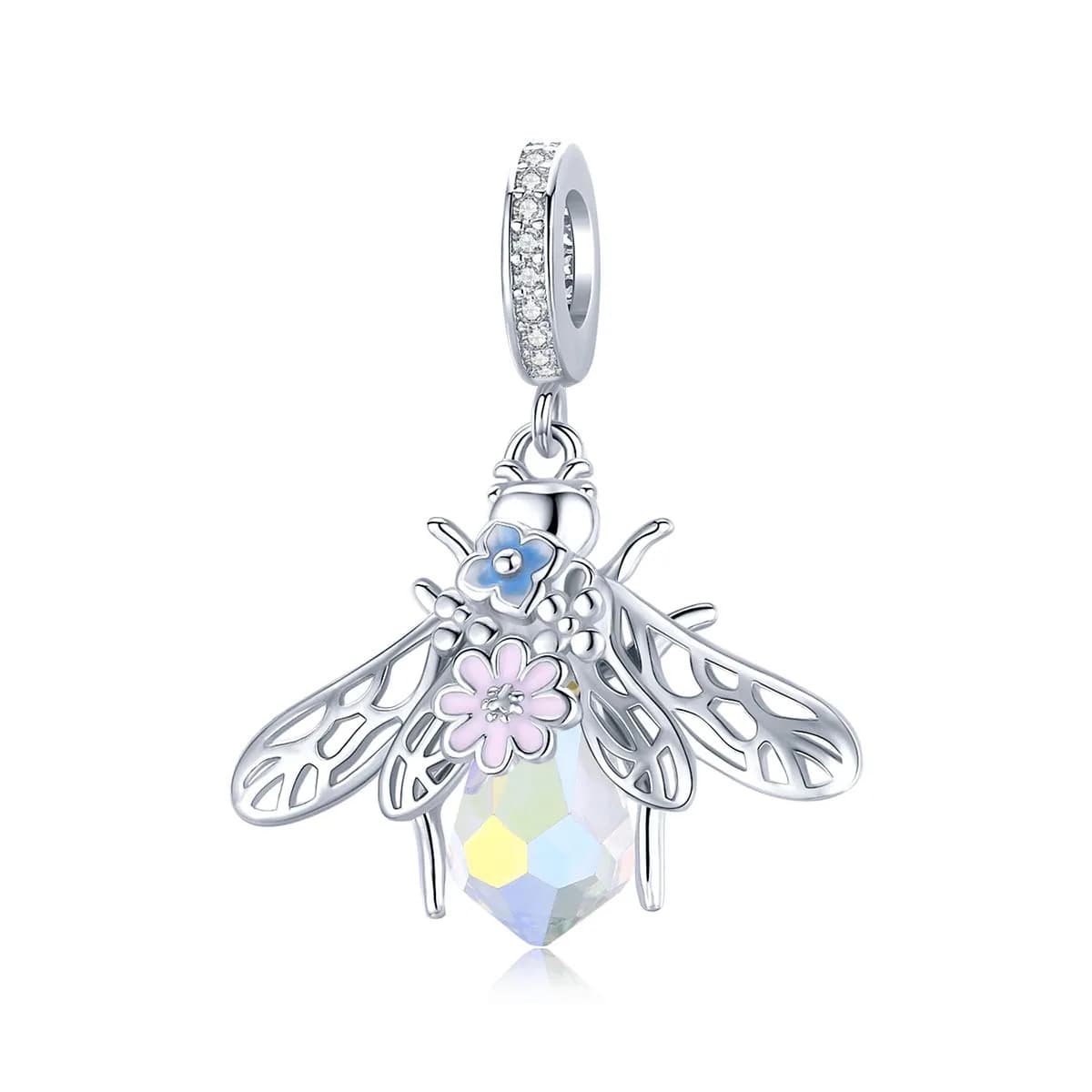 MEETCCY 925 Sterling Silver Bee Charm 28mm (0.92in) | Genuine Antique Finish for Pandora Bracelets - main product image