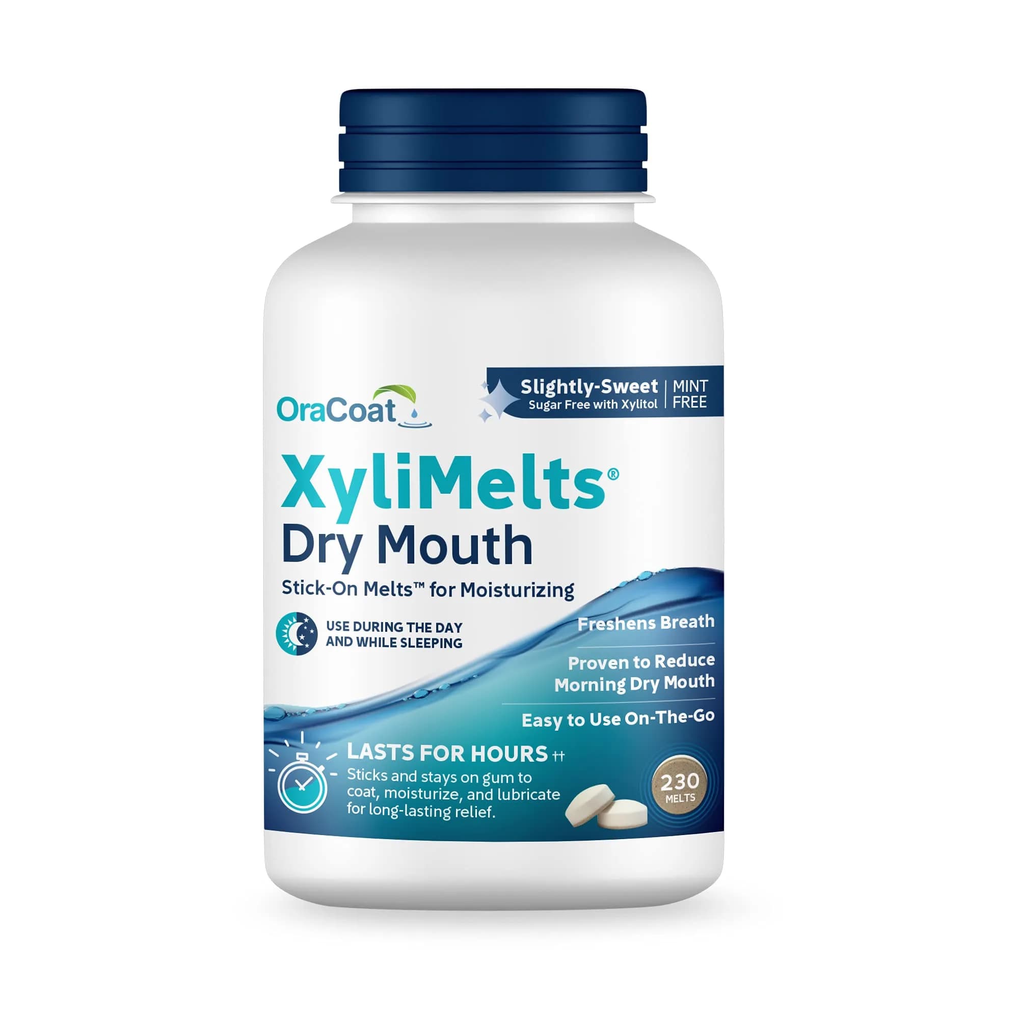 Oracoat XyliMelts Dry Mouth Discs Sugar-Free with Xylitol, 230 Count | 8-Hour Relief for Nighttime Dry Mouth - main product image